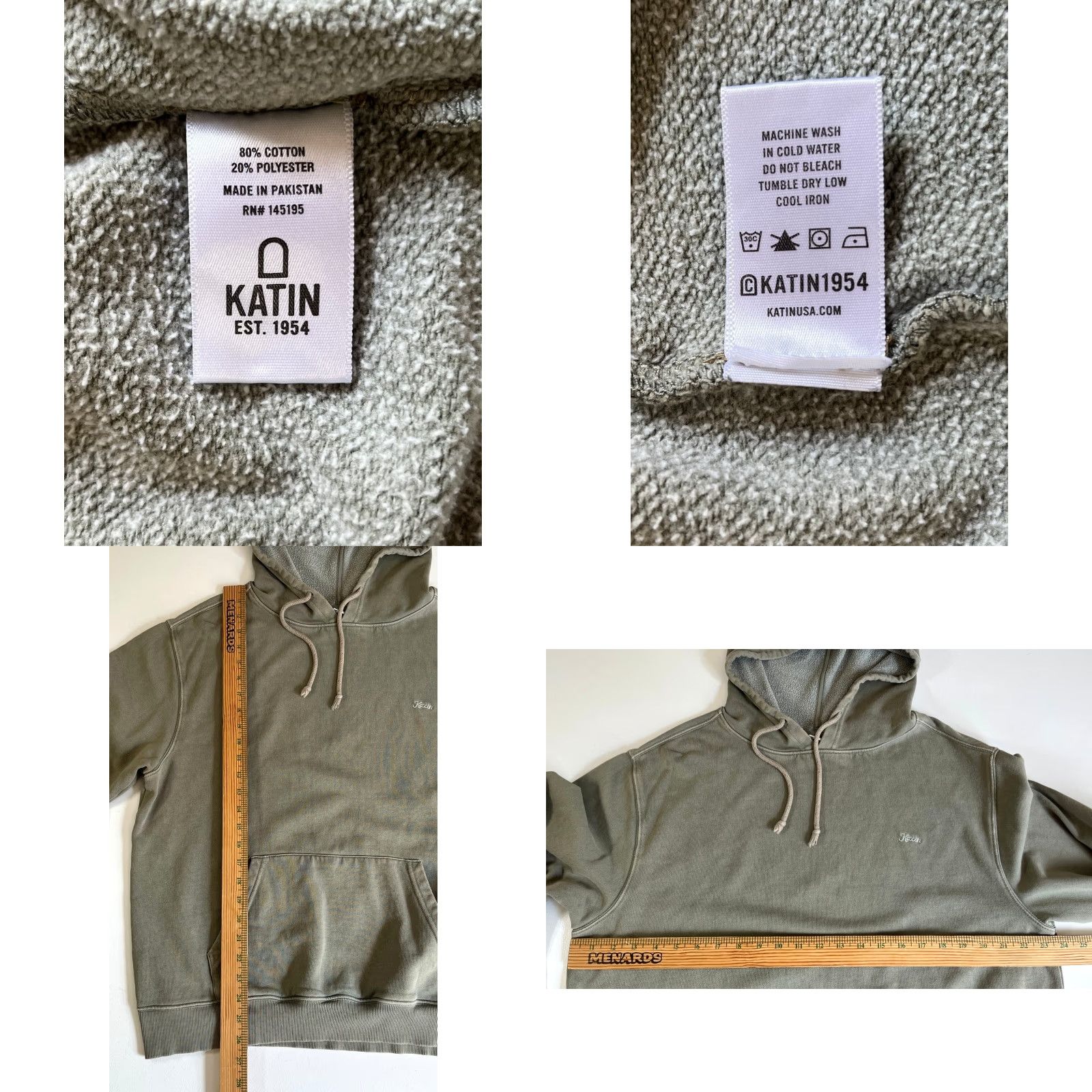 Katin Katin Men's Embroidered Logo Hoodie Sz M Shirt Mens Hoodie Green Embroidery Hooded Logo Beach Outdoor 90s Vintage Style Pullover Size US M / EU 48-50 / 2 - 8 Thumbnail