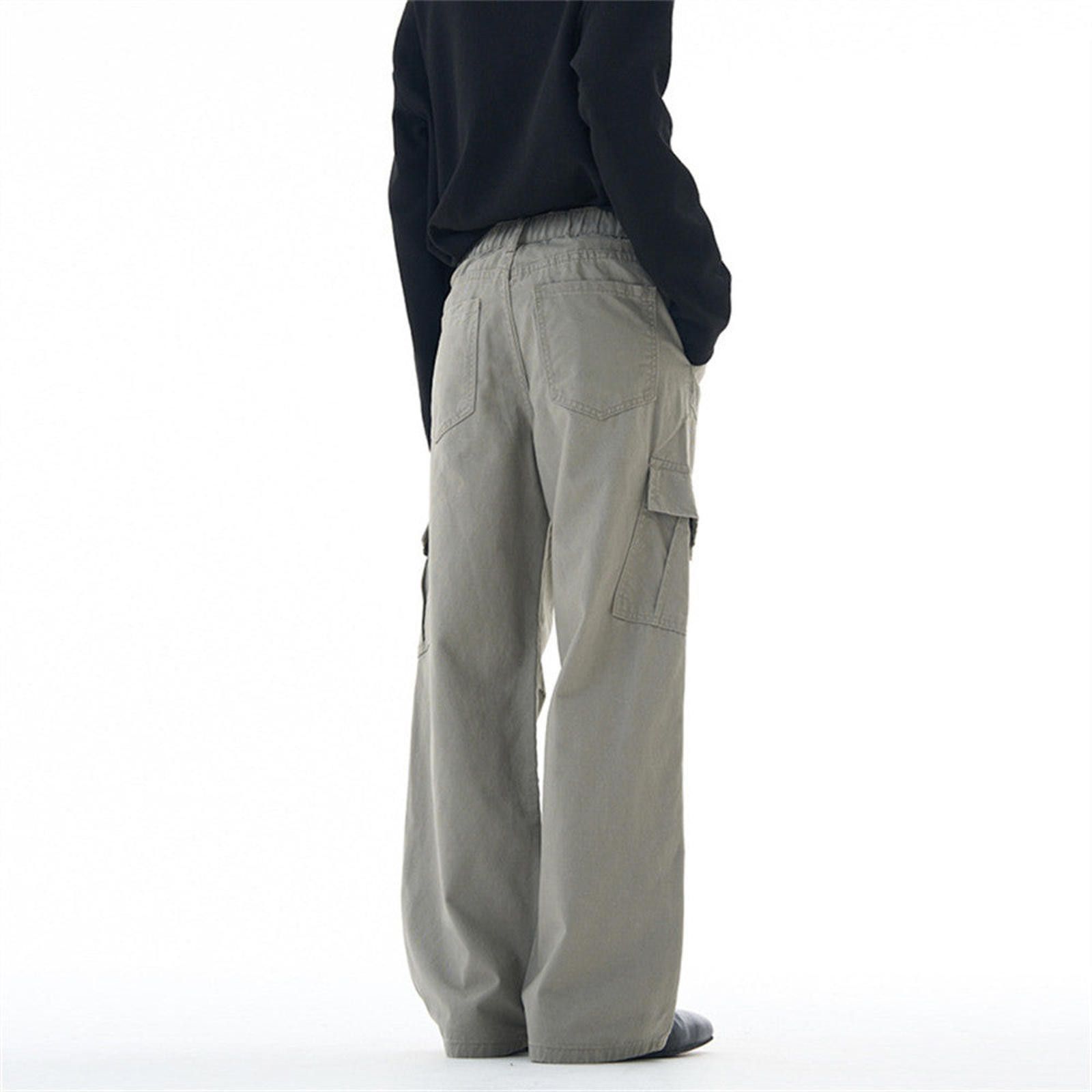 Vintage Gray Wide Leg Cargo Pants, Loose Fit Utility Pants Size US 32 / EU 48 - 3 Thumbnail