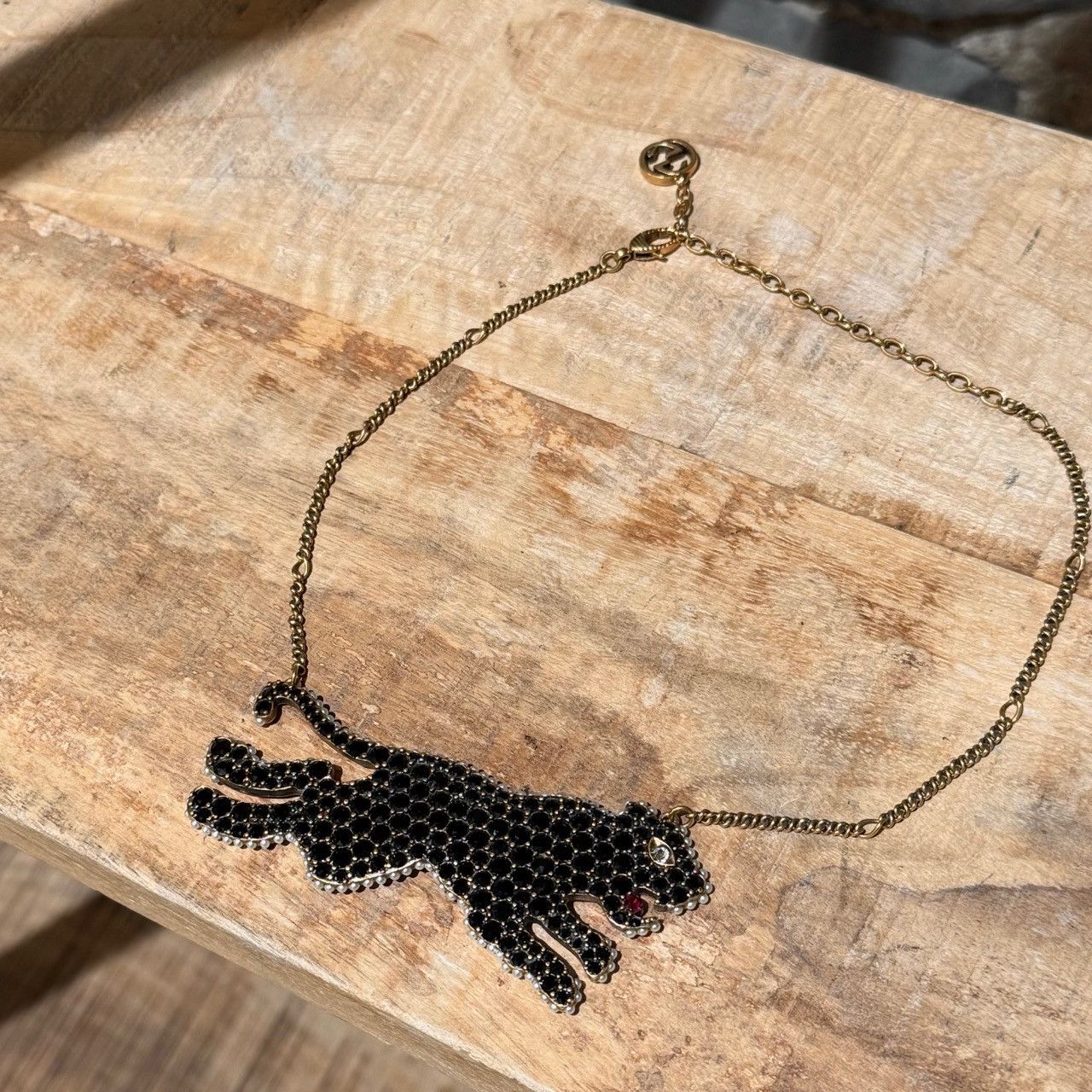 Gucci Gucci Crystal Embellished Black Panther Gold Necklace Size ONE SIZE - 2 Thumbnail