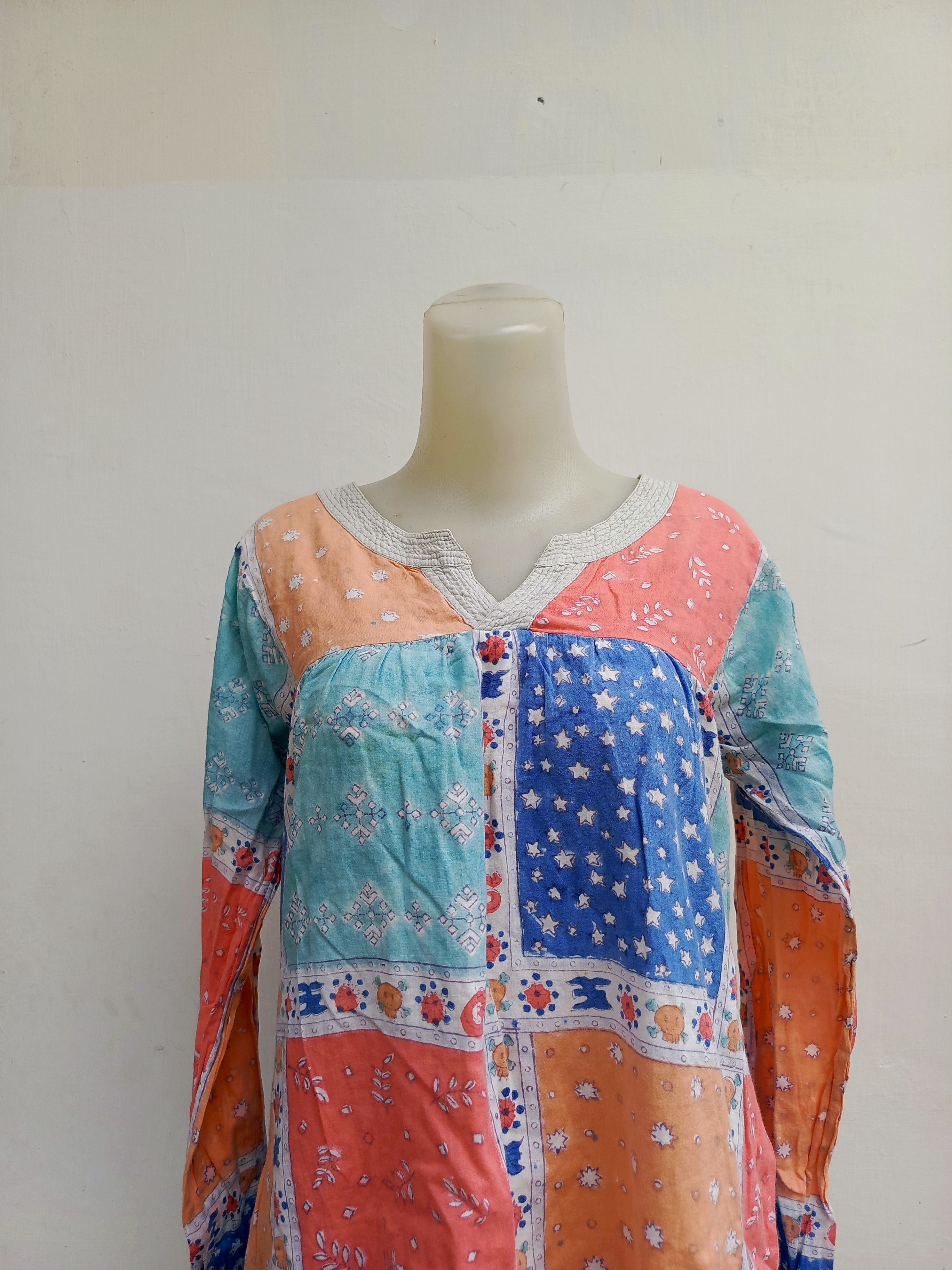 Japanese Brand Rare X-Girl Multicolor Boho Patchwork Dress Size S / US 4 / IT 40 - 2 Thumbnail