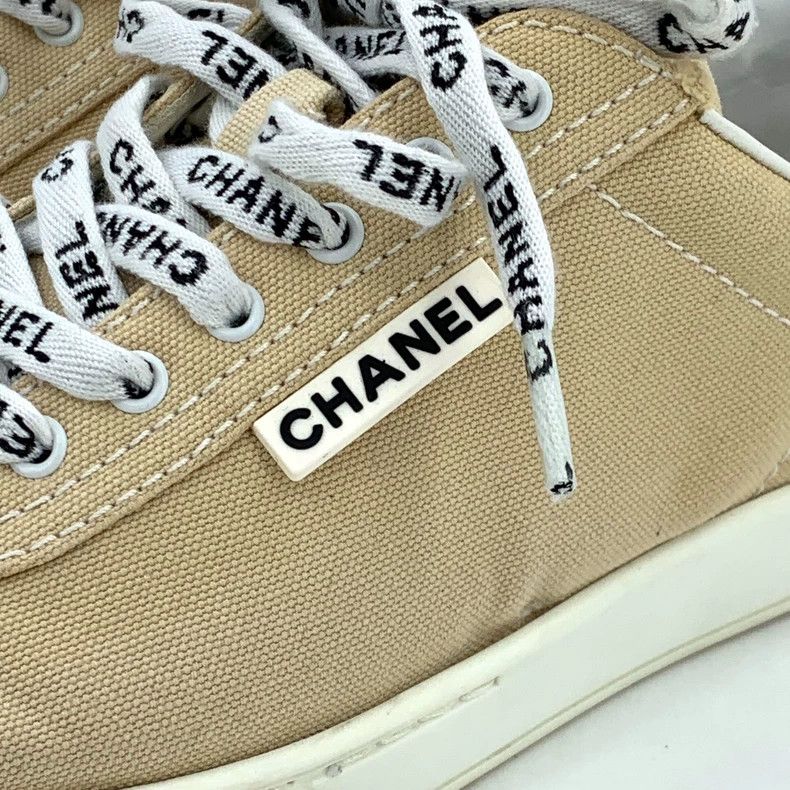 Chanel Chanel Light brown casual canvas sneakers with laces Size US 6 / IT 36 - 6 Thumbnail