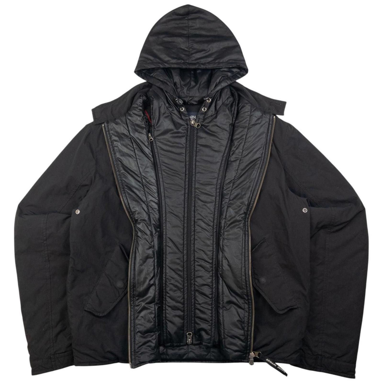 Vintage Armani Jeans Removable Hood Zip Jacket Size M