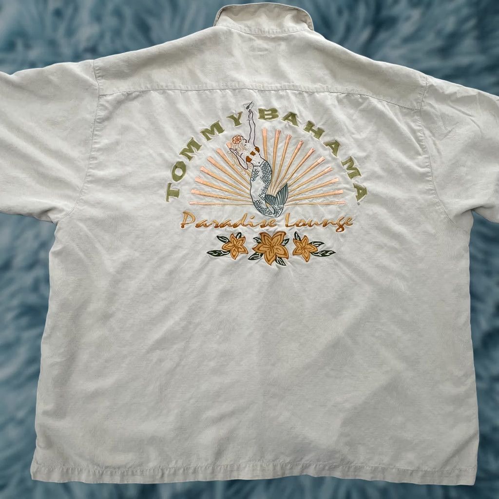 Tommy Bahama Tommy Bahama Shirt Adult 2XL Cream Silk Martini Lounge Embroidered Camp Mermaid Size US XXL / EU 58 / 5 - 1 Thumbnail