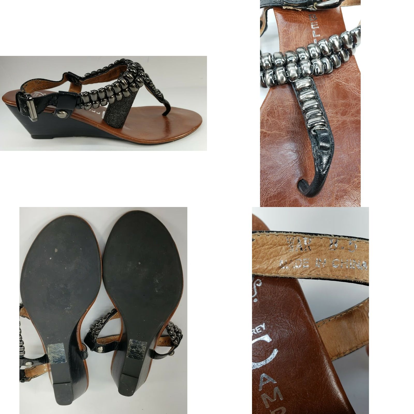 Jeffrey Campbell JEFFREY CAMPBELL Ibiza Last T Strap Sandals Black Leather Studs Wedge Size 8.5M Womens Size US 9 / IT 39 - 8 Thumbnail
