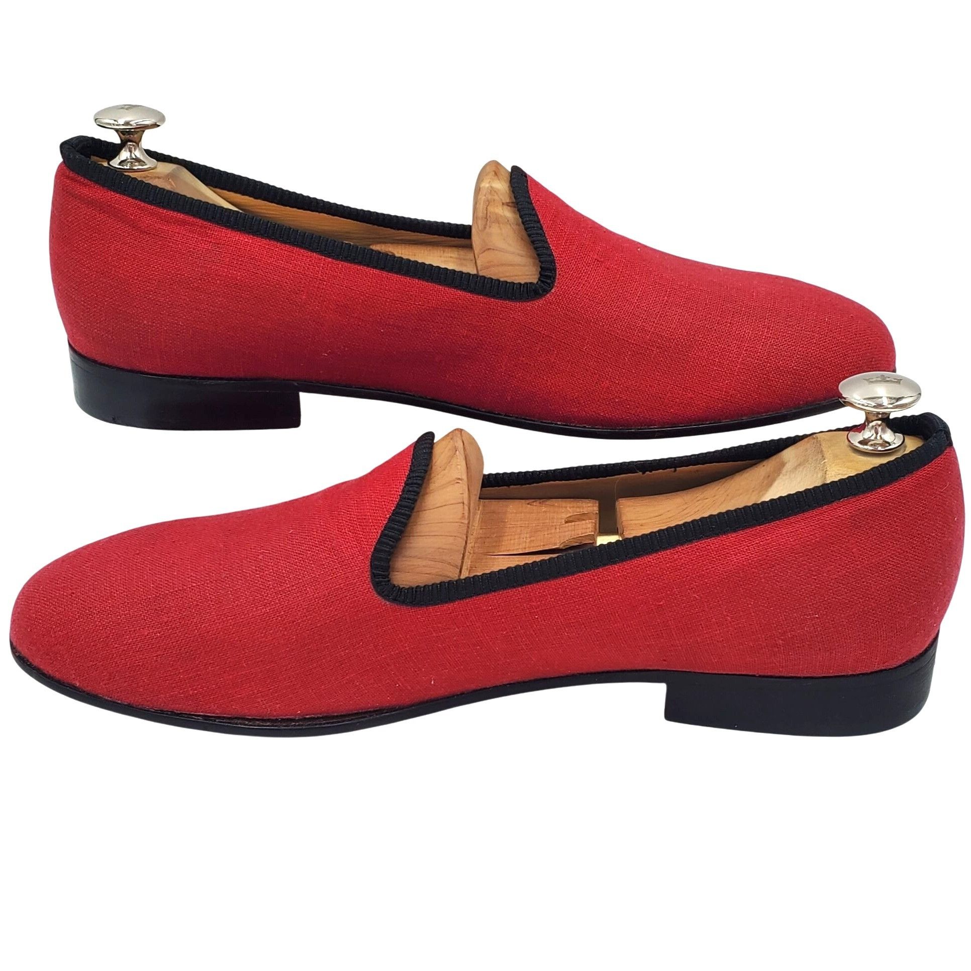 Del Toro Italy Del Toro Men's 10 Red Black Canvas Leather Slip on Loa Size US 10 / EU 43 - 8 Thumbnail