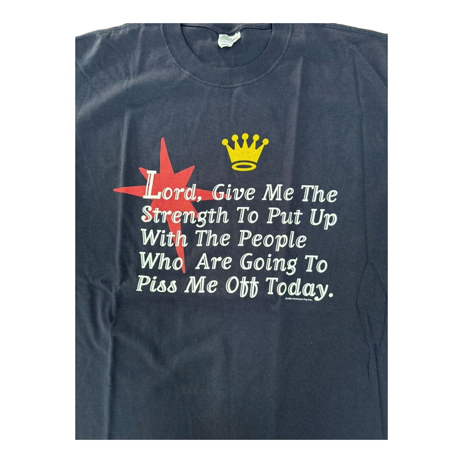 Anvil 90s Vintage Humor 1999 Adult XL Navy "Lord Give Me Strength" Size US XL / EU 56 / 4 - 3 Thumbnail