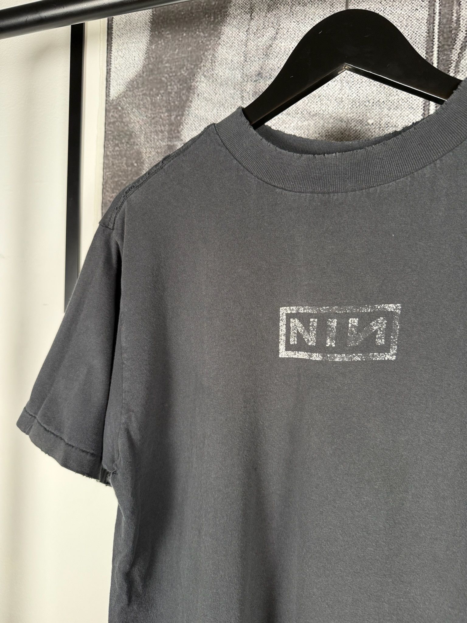 Vintage 🚭VINTAGE 90s🚭THRASHED NINE INCH NAILS “NIN” LOGO SHIRT Size US L / EU 52-54 / 3 - 2 Thumbnail
