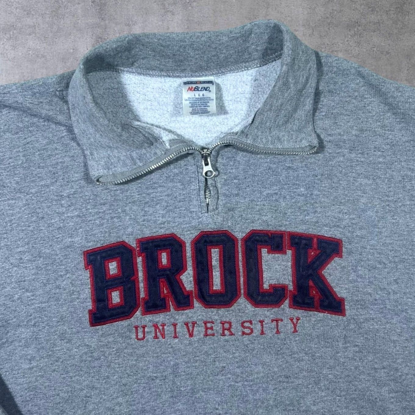 Jerzees Jerzees Brock University Embroidered Grey 1/4 Zip Pullover Sweatshirt L Mens Size US L / EU 52-54 / 3 - 4 Thumbnail
