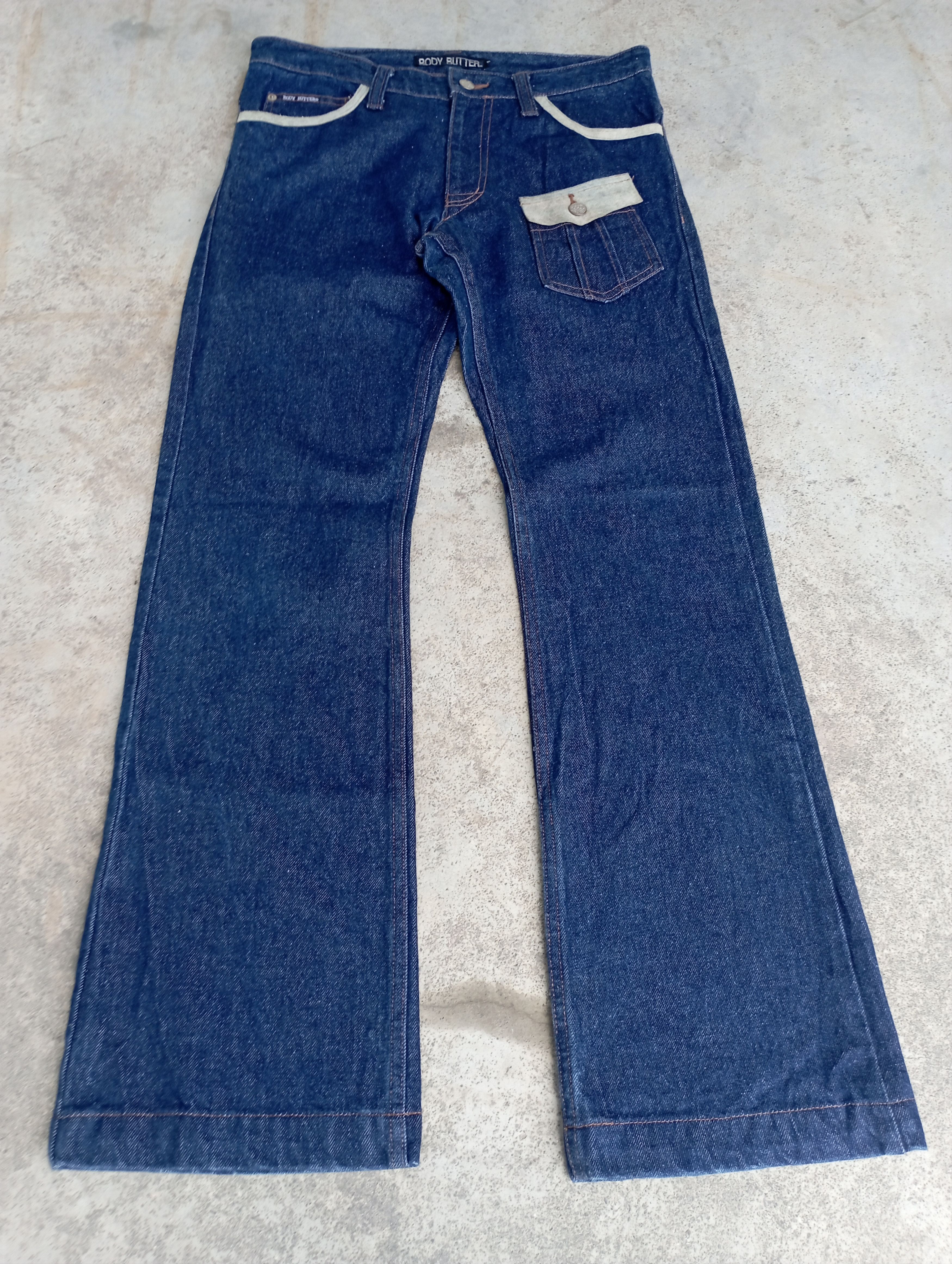 image of If Six Was Nine x Jean Flare Jeans + Leather Japan Body Butter Bootcut Jeans, Men's (Size 31)