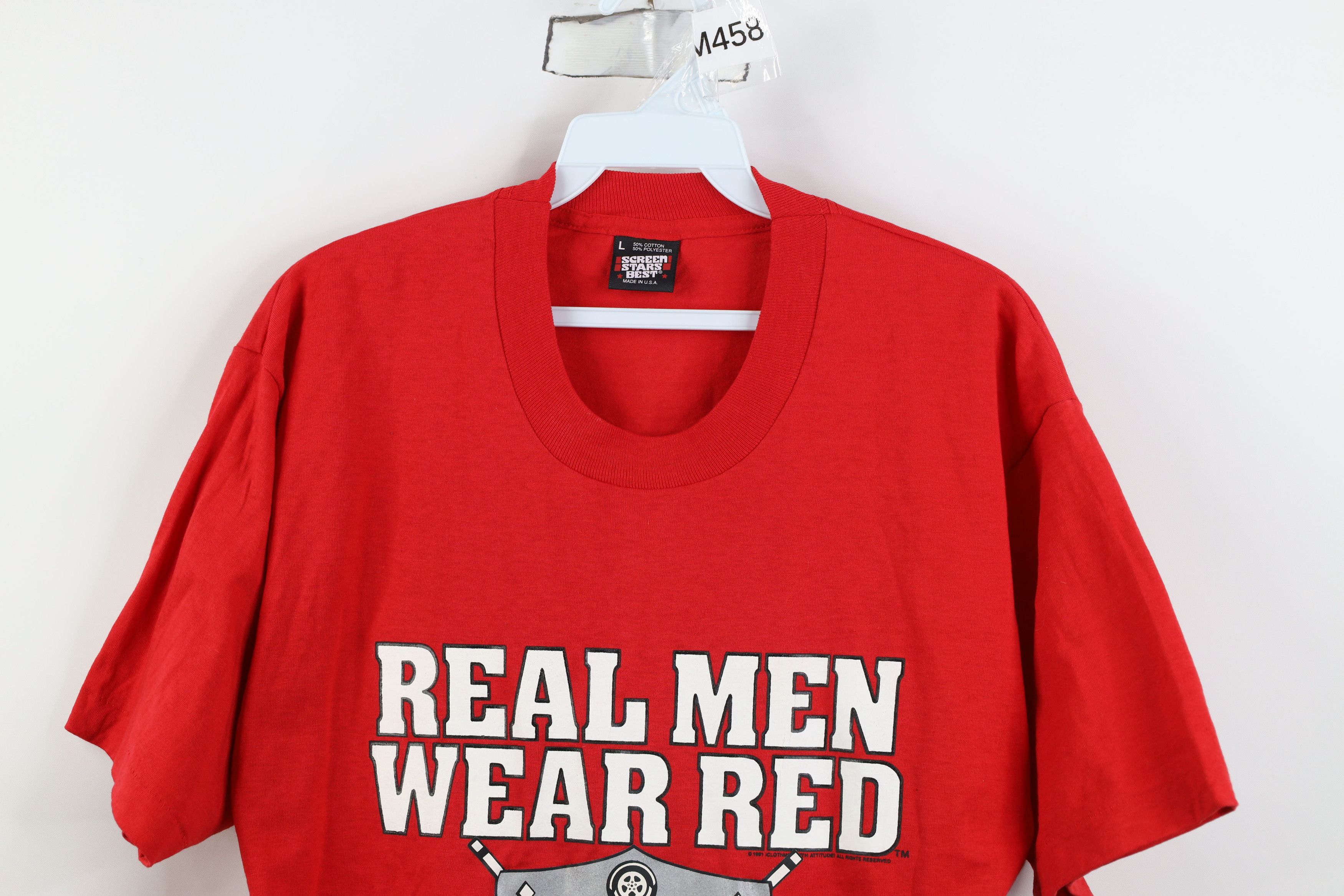 Vintage Vintage 90s Men Wear Red Detroit Red Wings Hockey T-Shirt Size US L / EU 52-54 / 3 - 2 Thumbnail