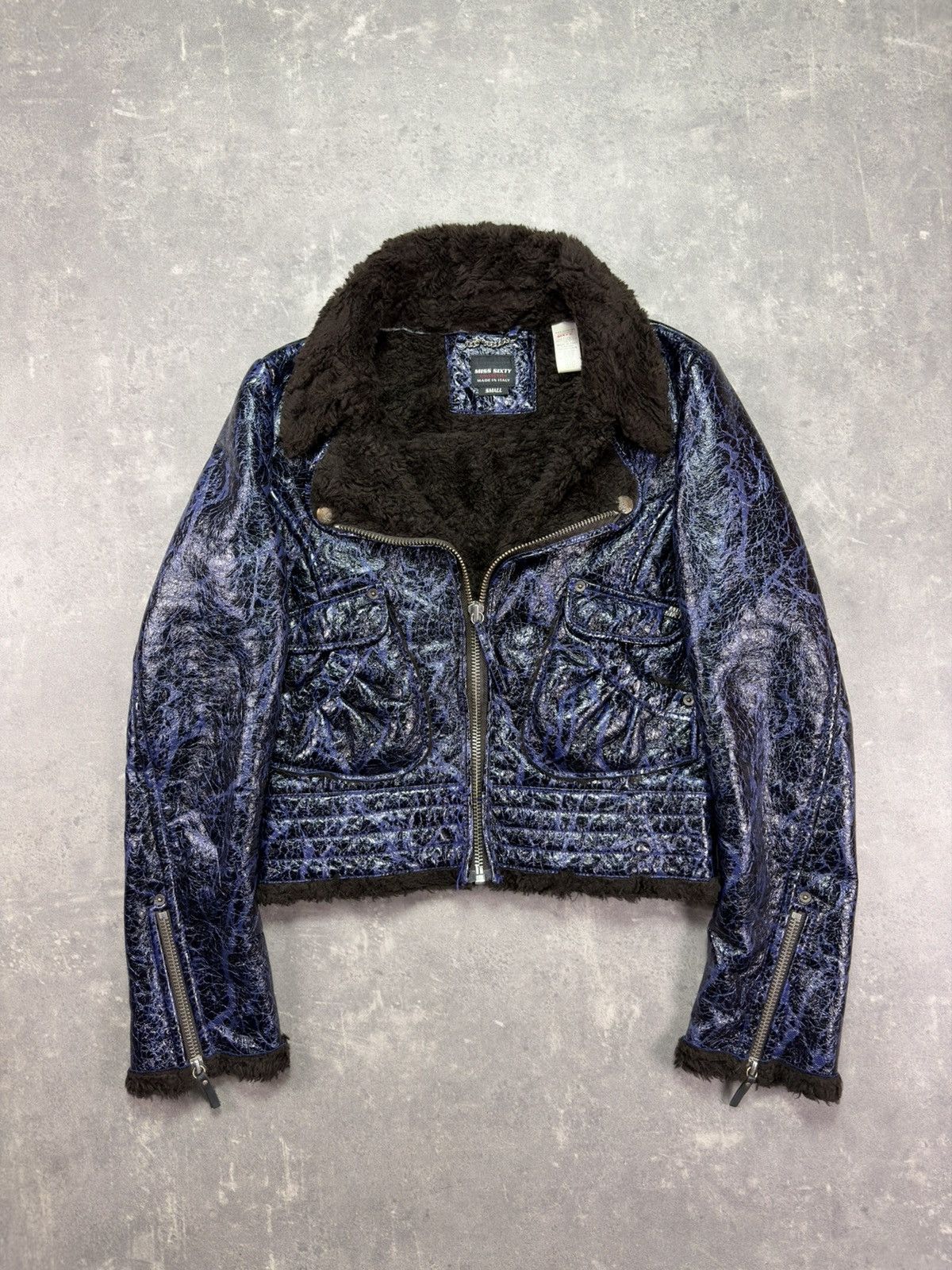 Miss Sixty 00s Miss Sixty Faux Fur Lined Shirt Cropped Biker Jacket S Size S / US 4 / IT 40 - 1 Thumbnail