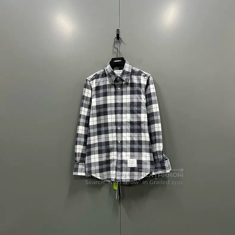 Thom Browne Thom Browne Gray checkered long-sleeve shirt Size US XS / EU 42 / 0 - 1 Thumbnail