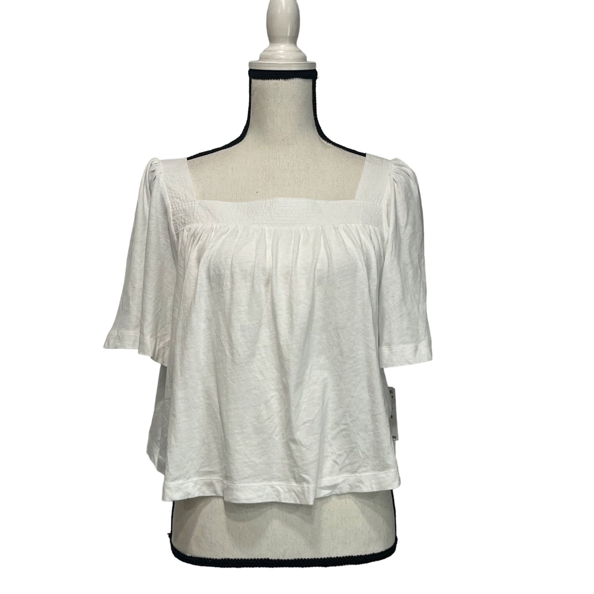 Treasure & Bond Treasure & Bond Cotton & Linen Square Neck Top, White, M Size M / US 6-8 / IT 42-44 - 3 Thumbnail