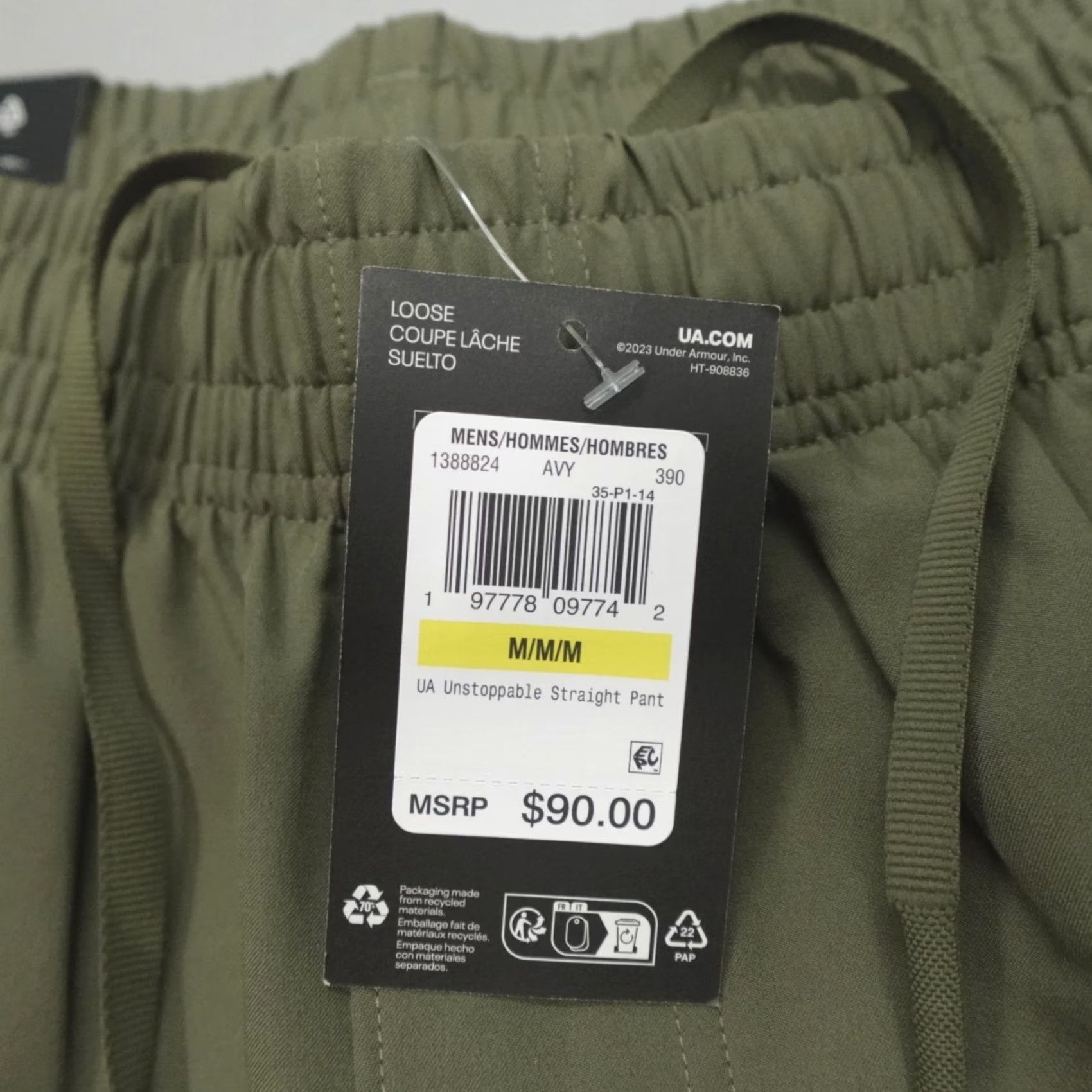 Under Armour Under Armour Unstoppable Pants Mens Size M Green Straight Leg 1388824-390 Size US 31 - 3 Thumbnail