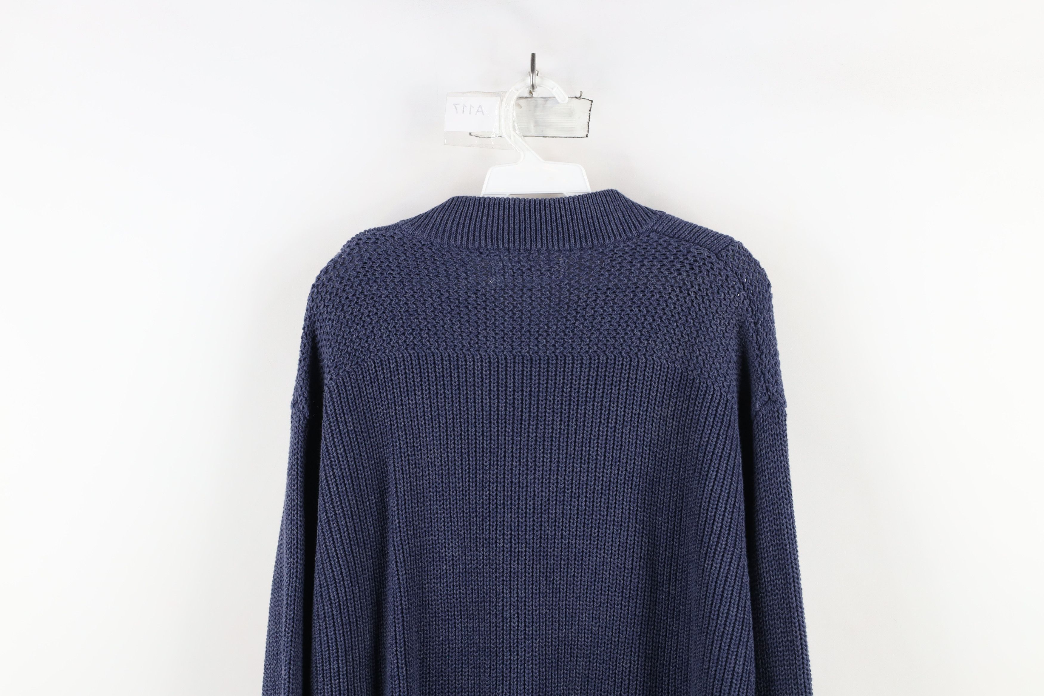Cabelas × Vintage Vintage Cabelas Blank Cotton Ribbed Knit Henley Sweater Blue Size US L / EU 52-54 / 3 - 12 Thumbnail