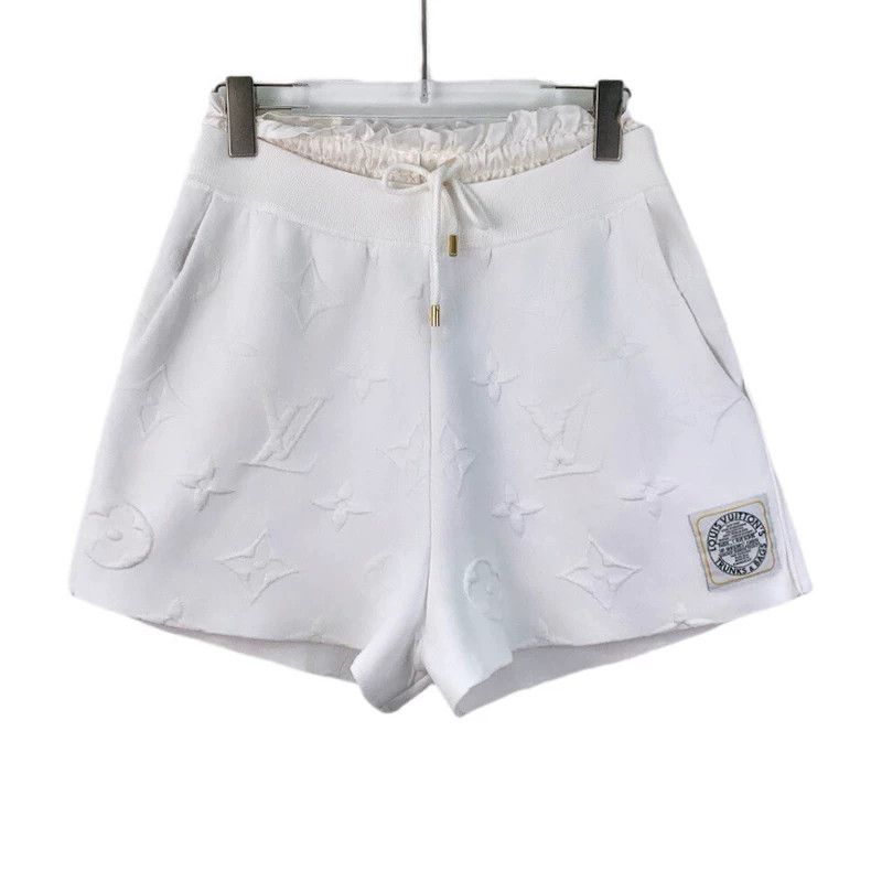 Louis Vuitton Louis Vuitton size s 24 white logo embossed cotton lace-up Size 24" / US 00 / IT 34 - 1 Thumbnail