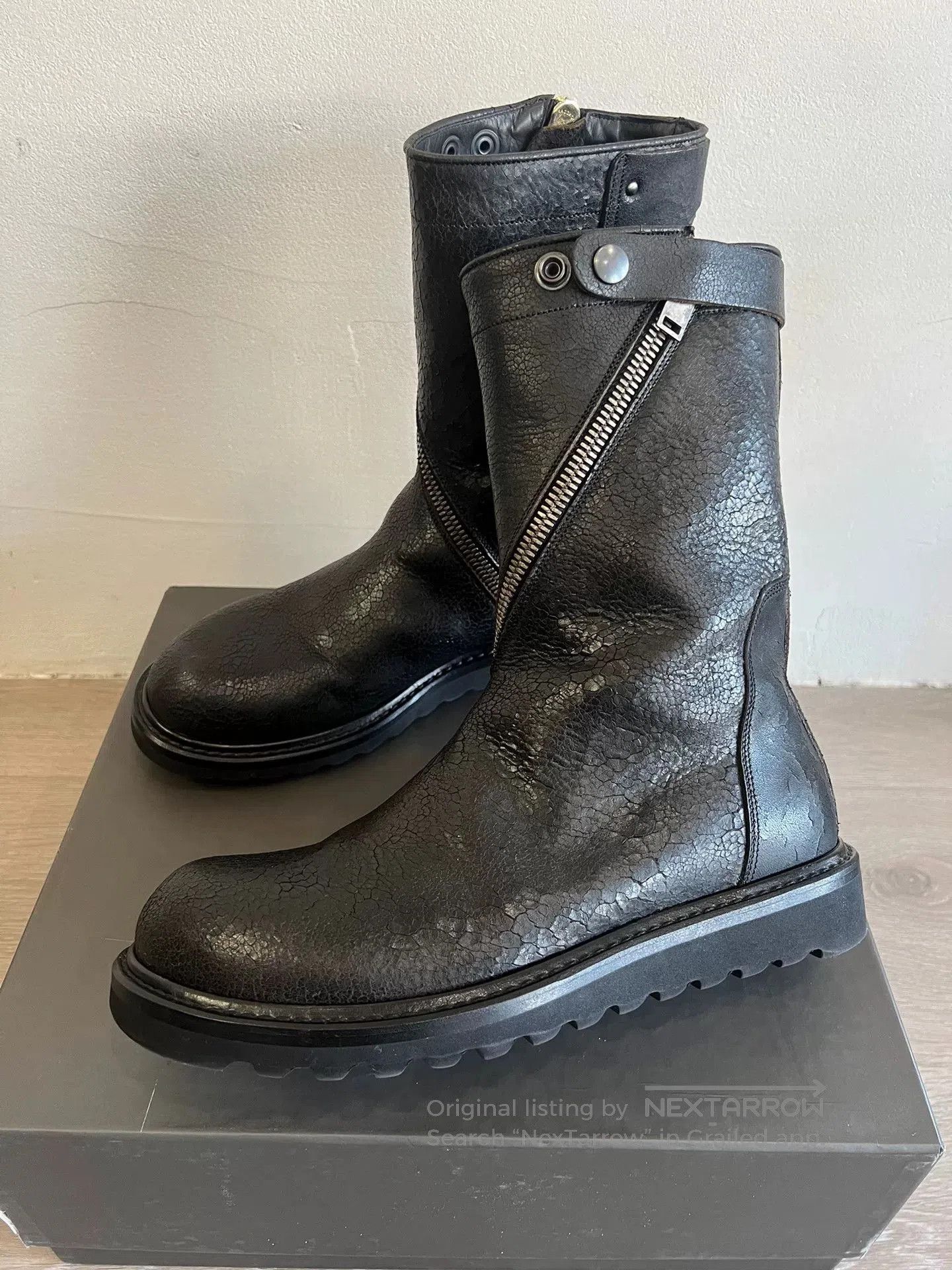 Rick Owens Rick Owens Black Leather Combat Boots. Size US 8.5 / EU 41-42 - 4 Thumbnail