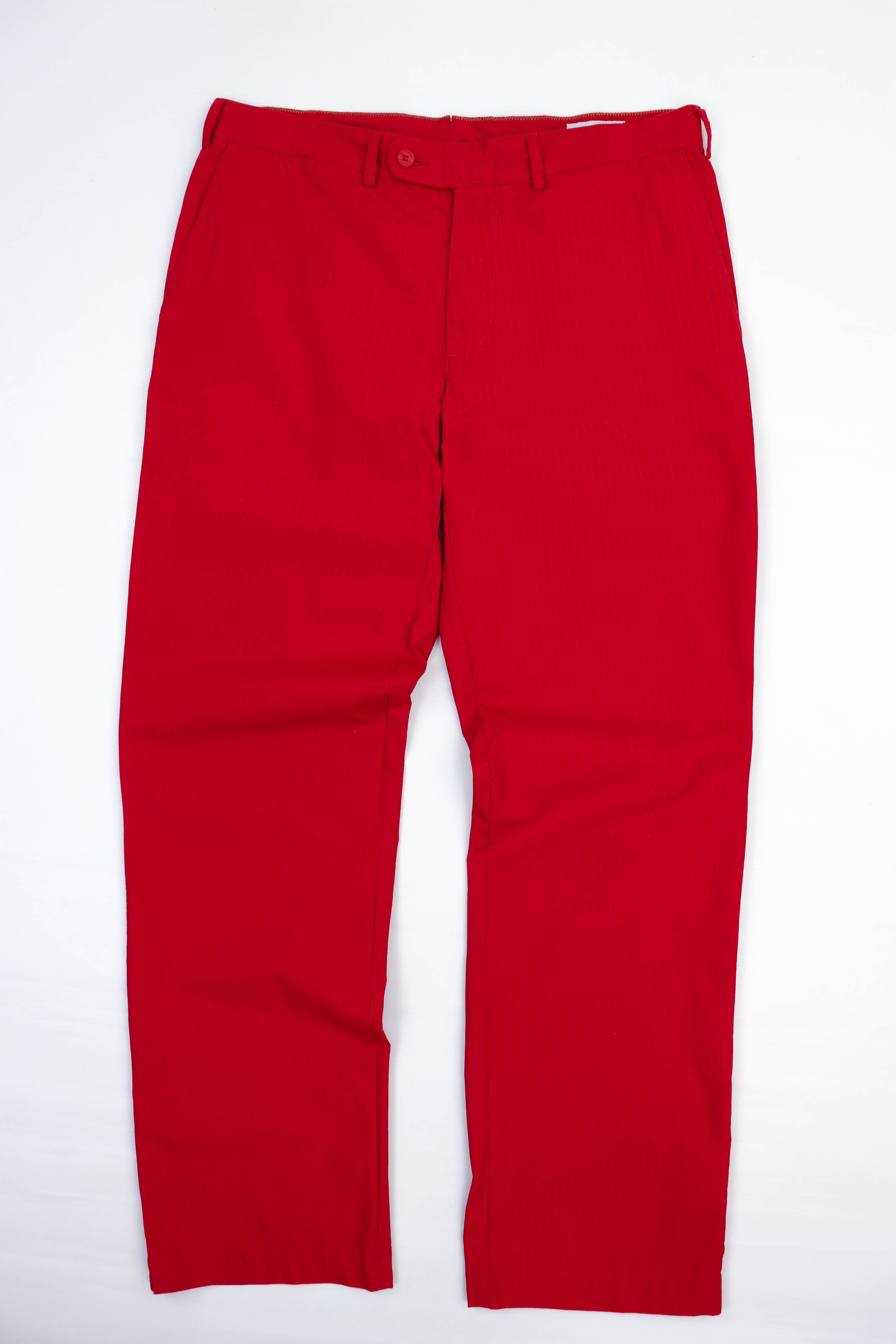 Superga Superga Vintage Micro Striped Red Cotton Trousers Pants Size US 36 / EU 52 - 1 Thumbnail