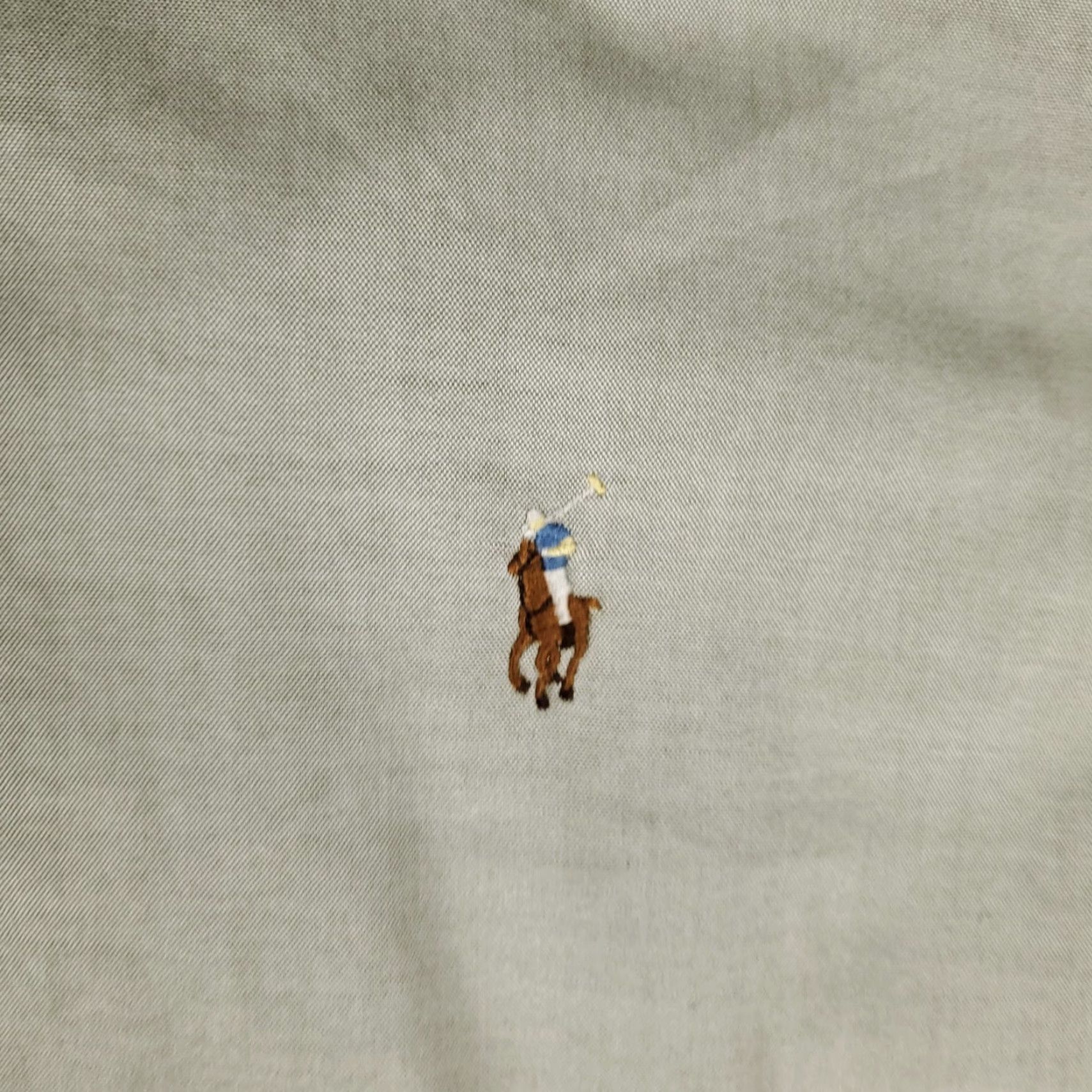 Ralph Lauren Ralph Lauren Dress Shirt Mens Size 18 Gray Beige Pony Button-Down Long Sleeve Classic Fit Adult M Size 48R - 2 Thumbnail