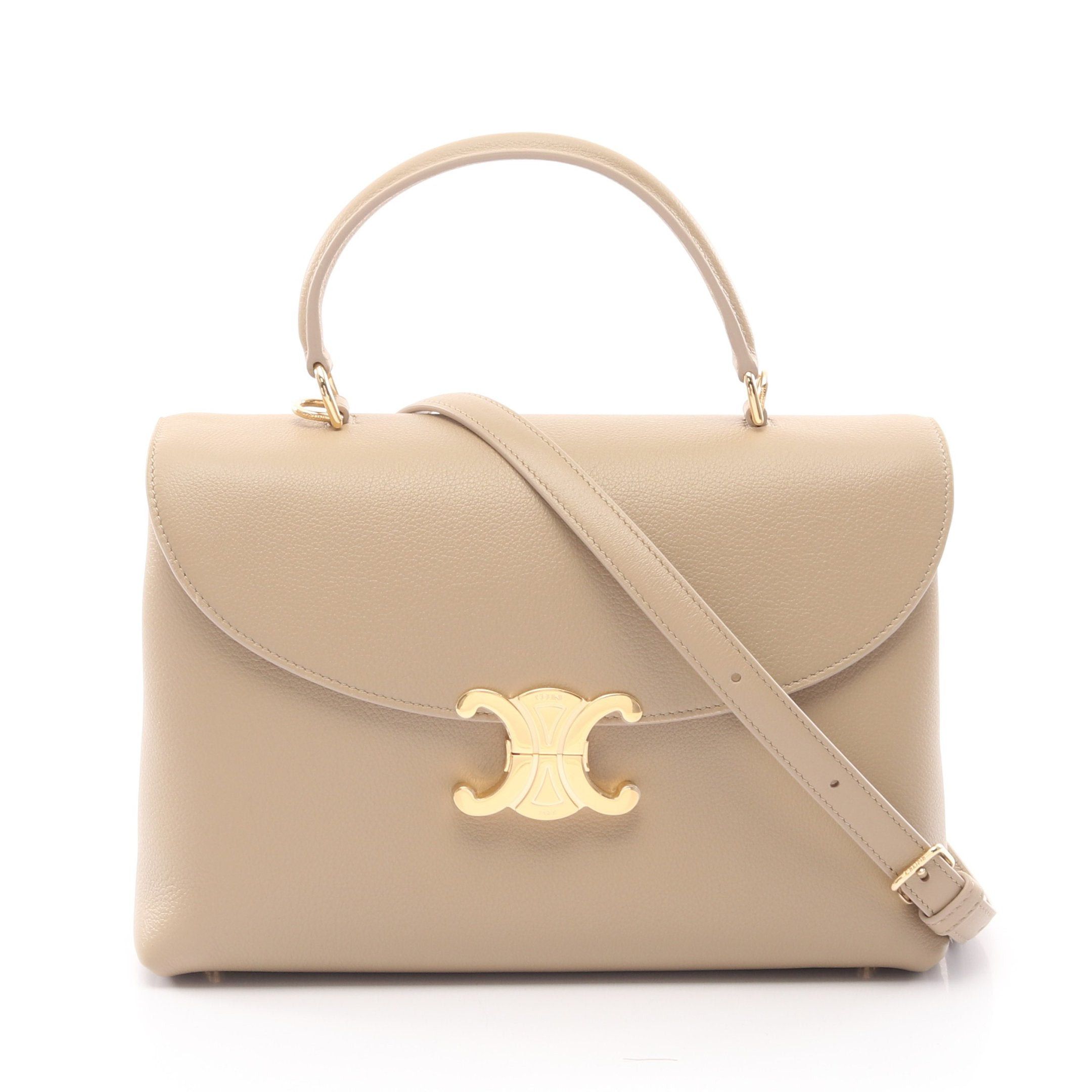Celine Celine Medium Nino Handbag Leather Gray Beige Size ONE SIZE - 1 Thumbnail