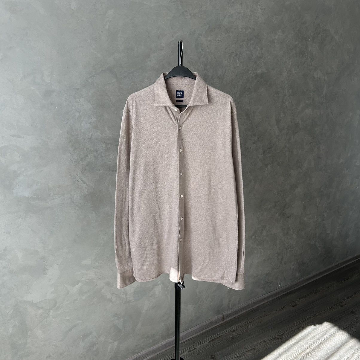 Boggi 💵 Boggi Milano Oldmoney Slim Fit Beige Shirt Size US XL / EU 56 / 4 - 2 Thumbnail