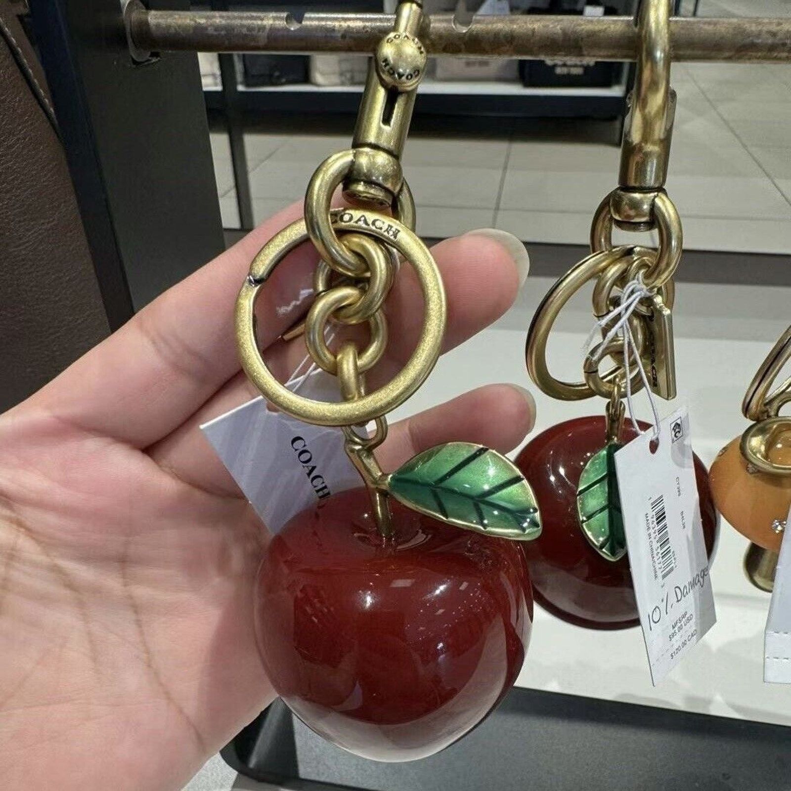 Coach NWT Limited Coach Small Resin Apple Bag Charm Brass / Red Size ONE SIZE - 3 Thumbnail