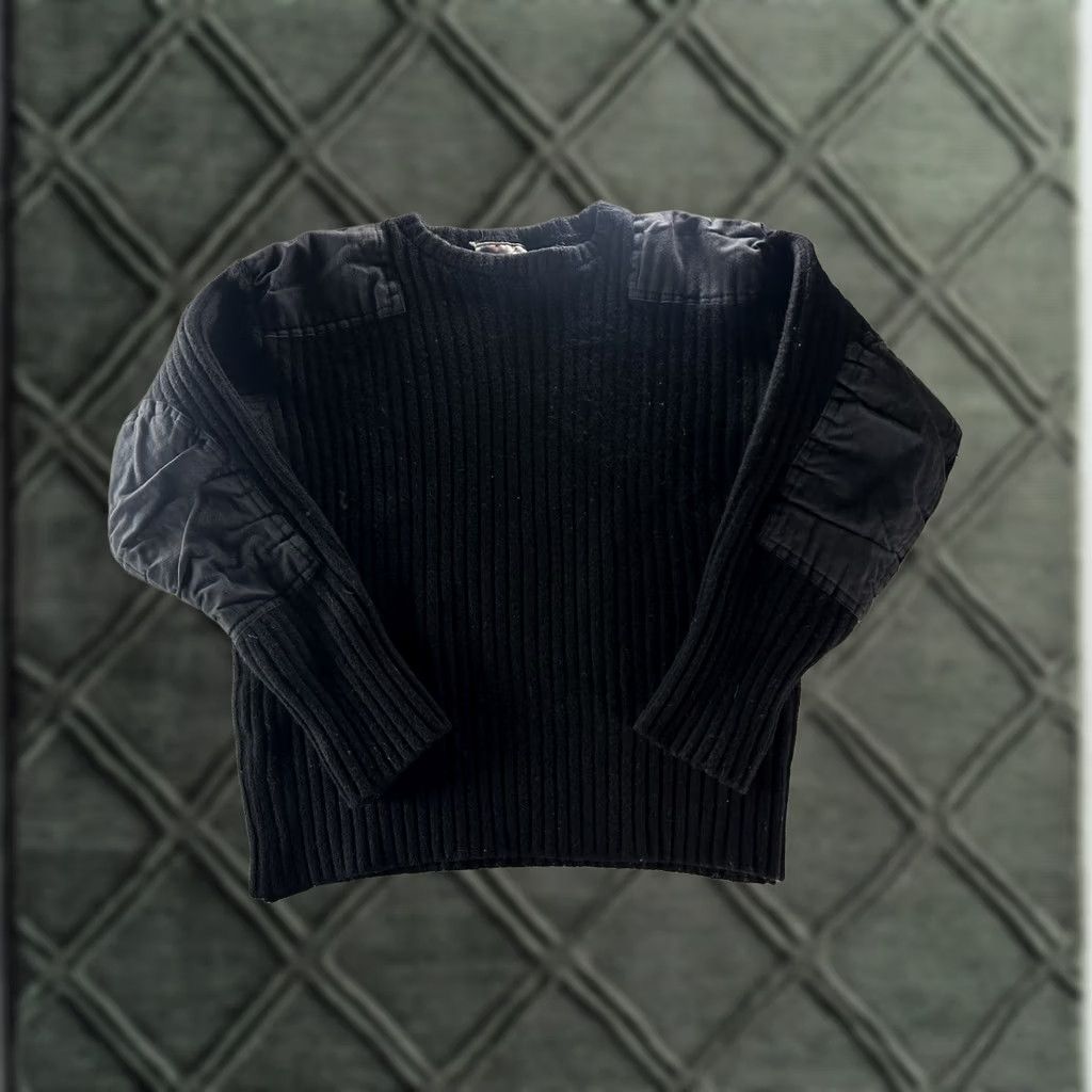 Rothco Rothco Black 100% Wool Ribbed Crew Neck Sweater Mens 52 Elbow & Shoulder Patches Size US M / EU 48-50 / 2 - 1 Thumbnail