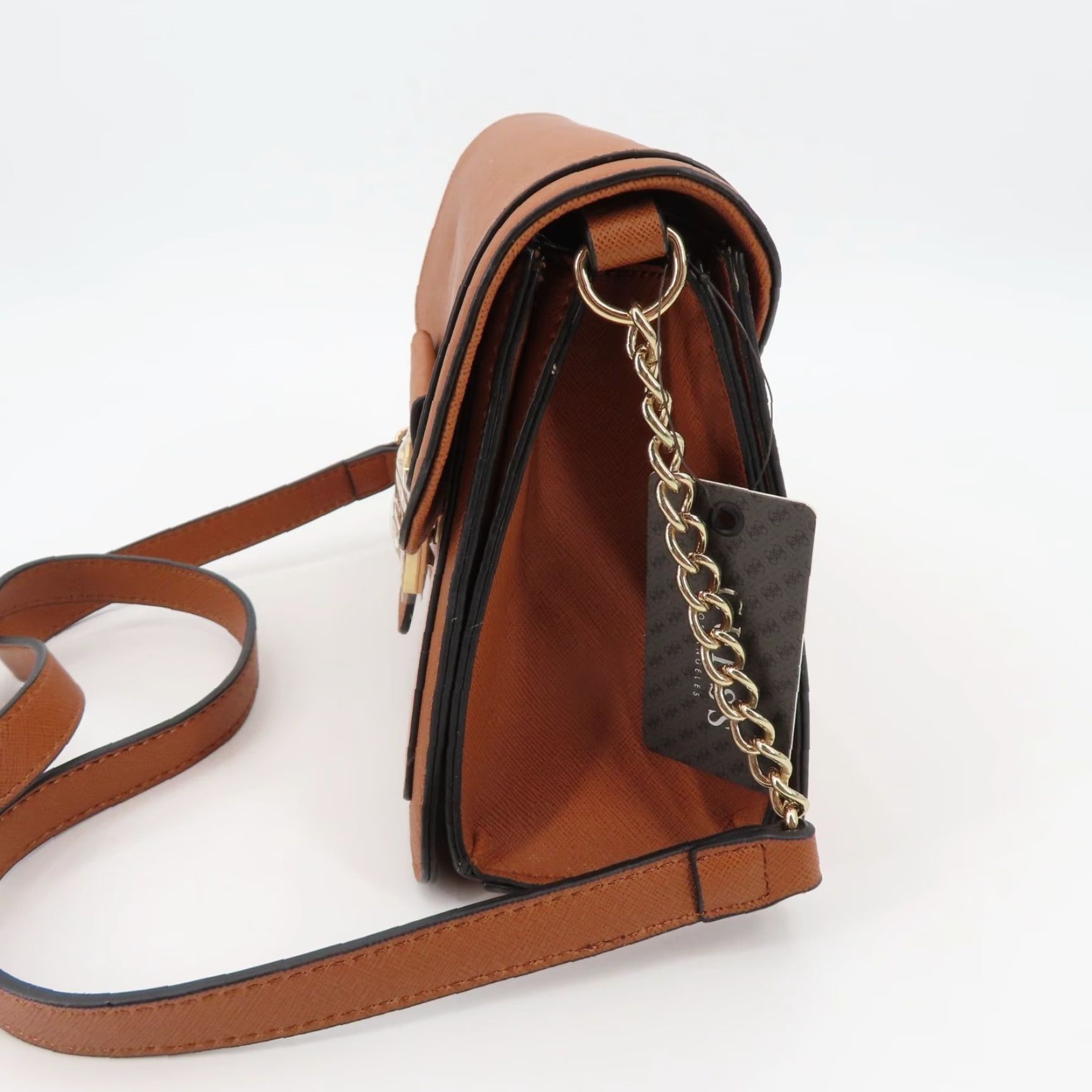 Guess GUESS Wallander Crossbody Bag Faux Leather Brown Cognac Pink Purses Women New Bag Detachable Strap Crossbody Purse Size ONE SIZE - 6 Thumbnail