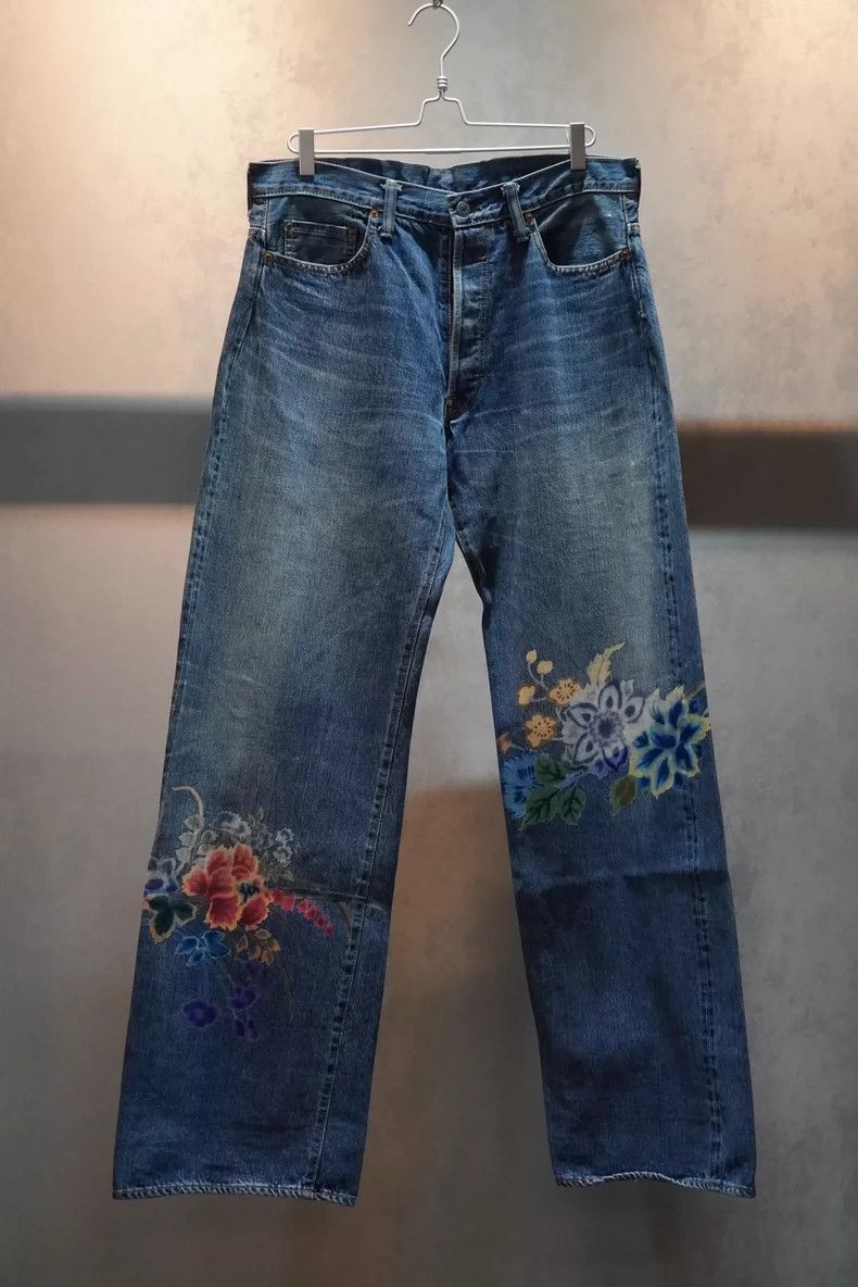 Yohji Yamamoto Yohji Yamamoto Floral Embroidered Denim Pants Size US 36 / EU 52 - 1 Thumbnail
