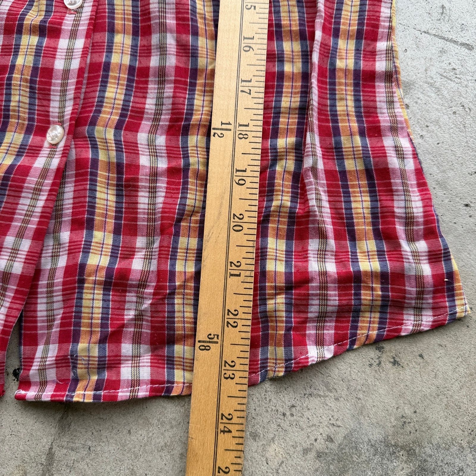 Other Cute Vtg y2k Stitches Plaid Ruffle Collar Button Down Shirt Size S / US 4 / IT 40 - 7 Thumbnail