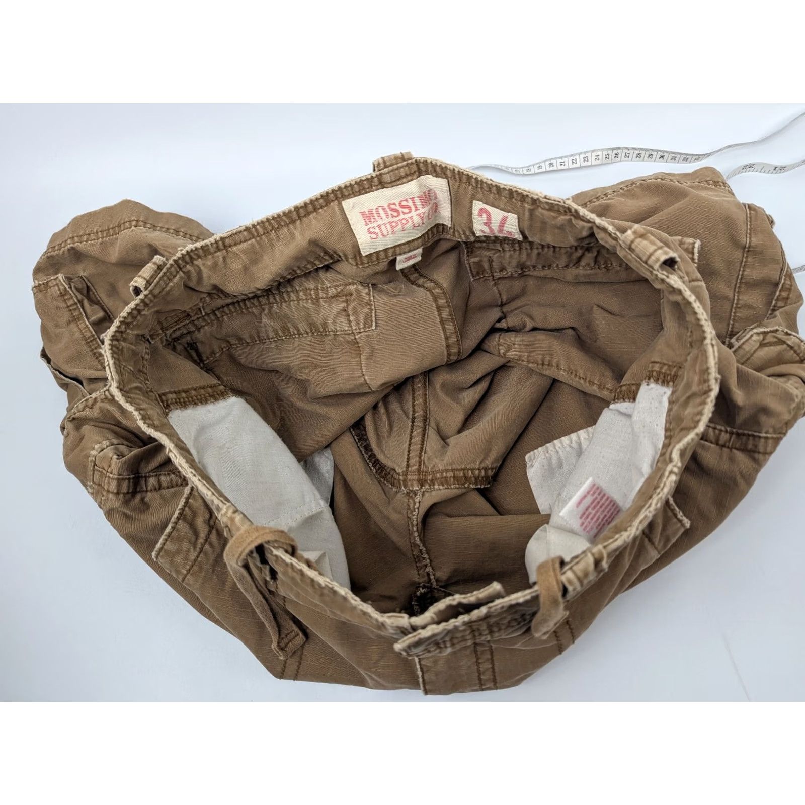 Mossimo Mossimo Supply Co Mens Khaki Tan Ripstop Cargo Shorts Size 34 Rugged Distressed Size US 34 / EU 50 - 7 Thumbnail