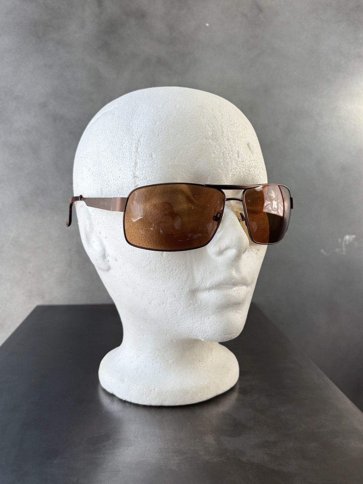 Designer Hoffman Sunglasses Aviators Bronze Metal Wrap Shield 90s Size ONE SIZE - 19 Thumbnail
