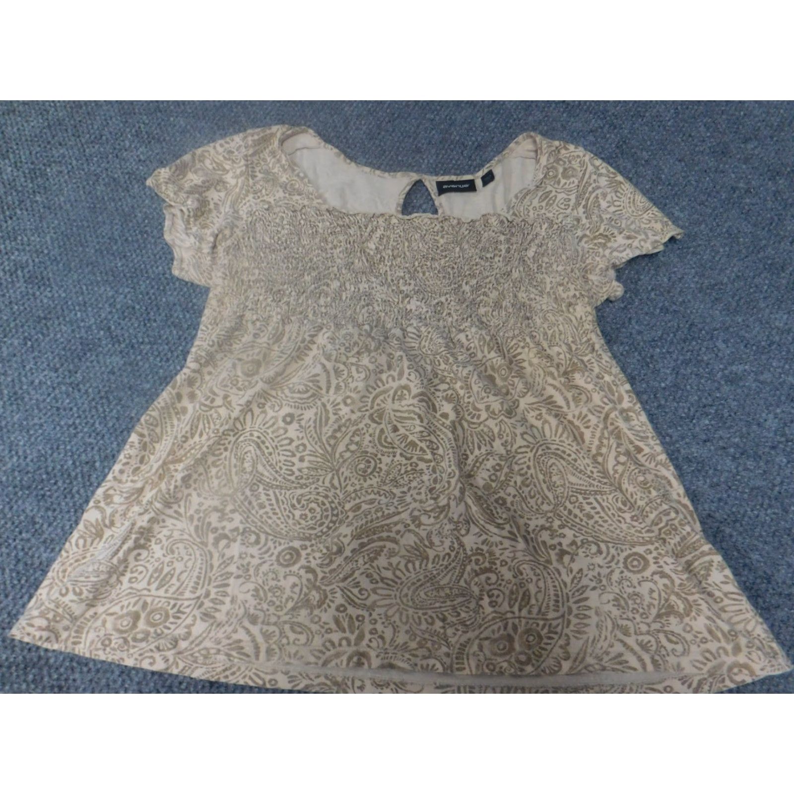 Avenue Avenue Womens Blouse 14 beige Pullover stretch Size XL / US 12-14 / IT 48-50 - 2 Thumbnail
