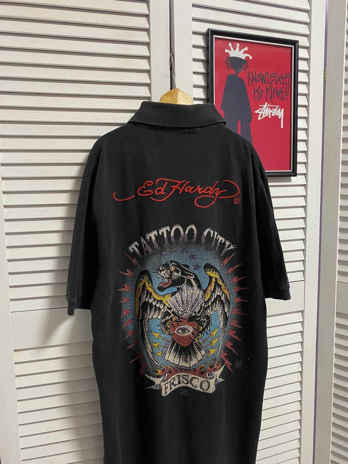 Christian Audigier Vintage Polo Shirt Ed Hardy Tattoo Graphic XXL Very Length Size US XL / EU 56 / 4 - 2 Thumbnail