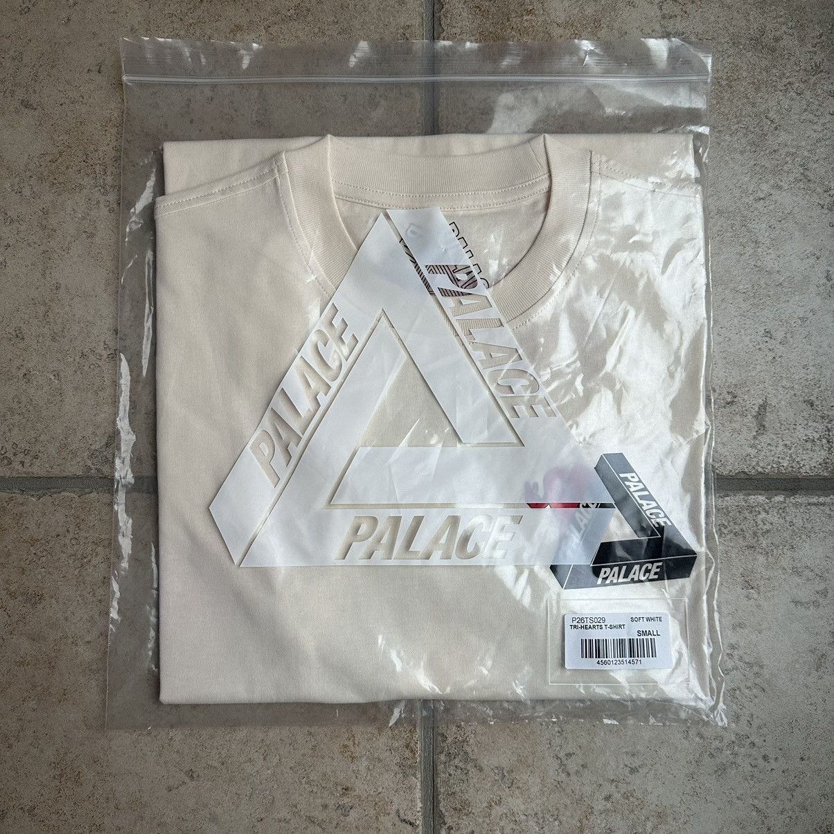 image of Palace Tri-Hearts T-Shirt Soft White Size Small, Men's