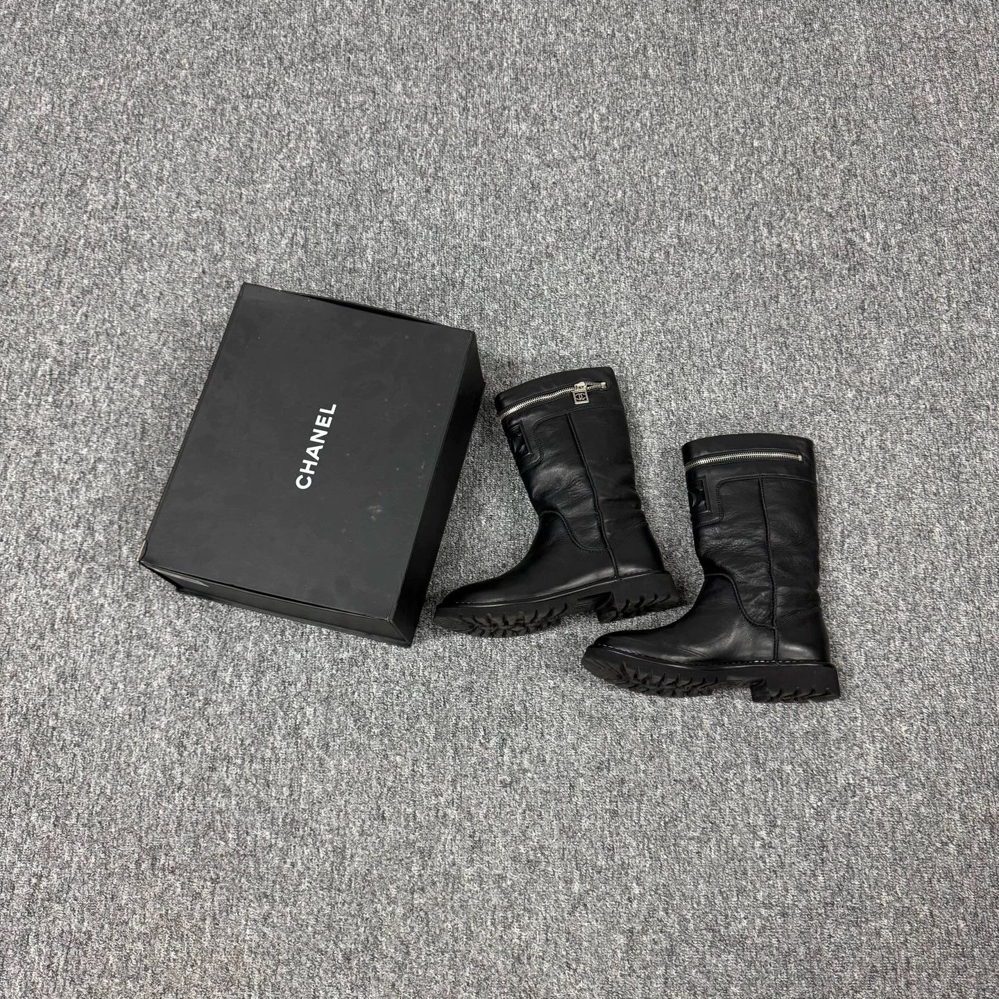 Chanel CC Zipper Mid-Calf Boots 99 New EU 37.5