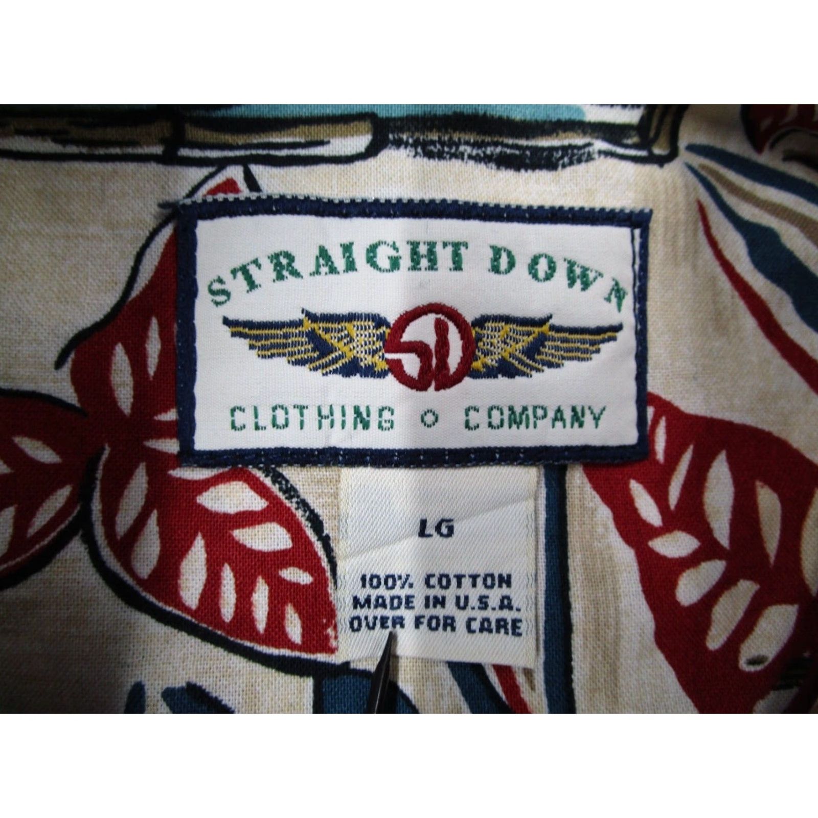 Vintage VINTAGE Straight Down Men's Hawaiian Shirt Short Sleeve Large Beige Bohemian Tropical Resort Nautical AOP Size US L / EU 52-54 / 3 - 3 Thumbnail