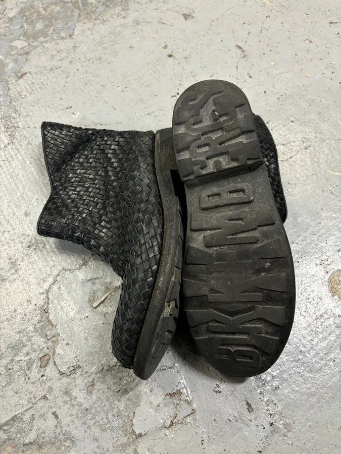 Dirk Bikkembergs Bikkembergs Black Woven Leather Interlocking Ankle Boot Size US 8 / IT 38 - 9 Thumbnail