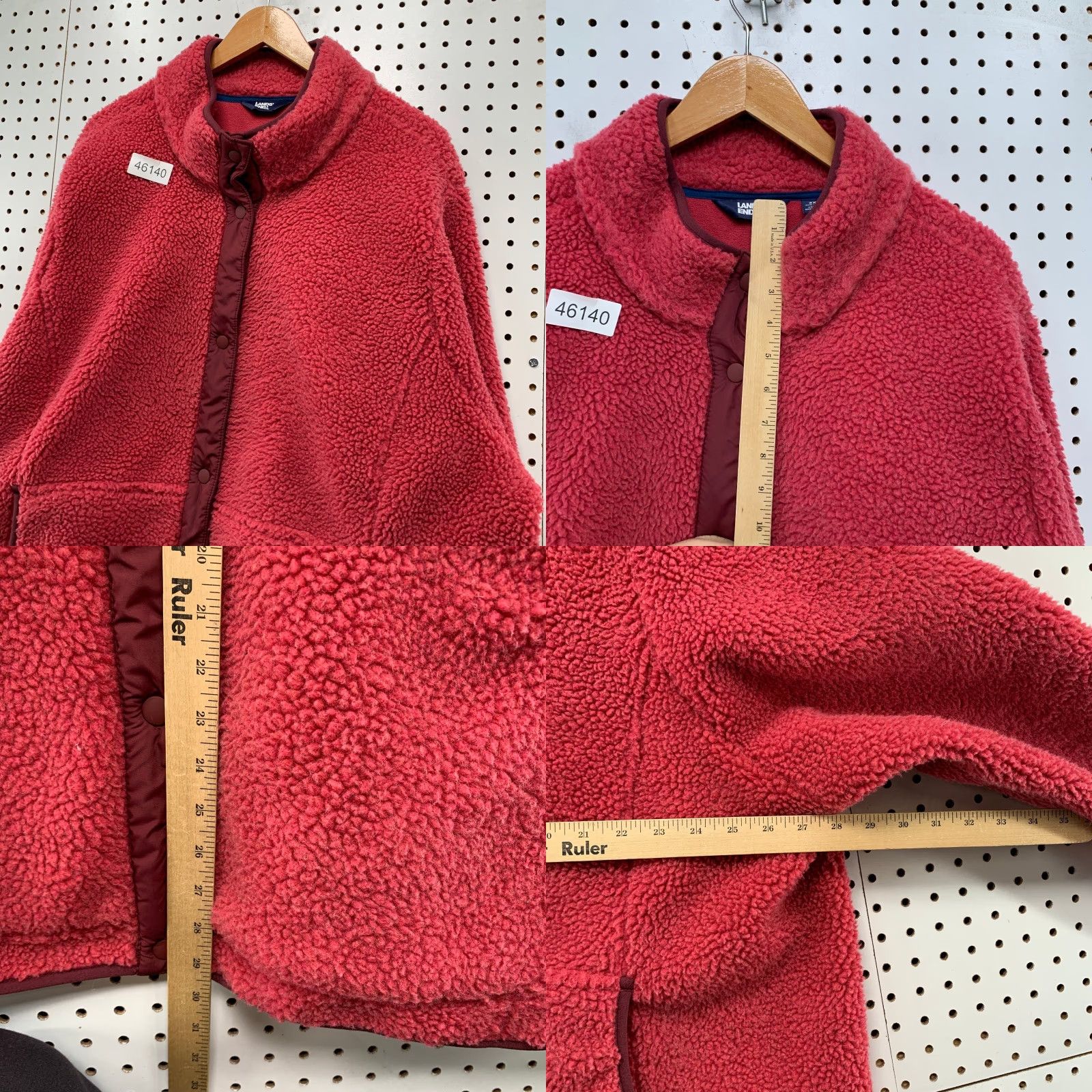 Vintage L.L. Bean Sherpa Jacket Womens Plus 3X Red Fleece Deep Pile Snap Cozy Jacket Size XXL / US 16-18 / IT 52-54 - 8 Thumbnail