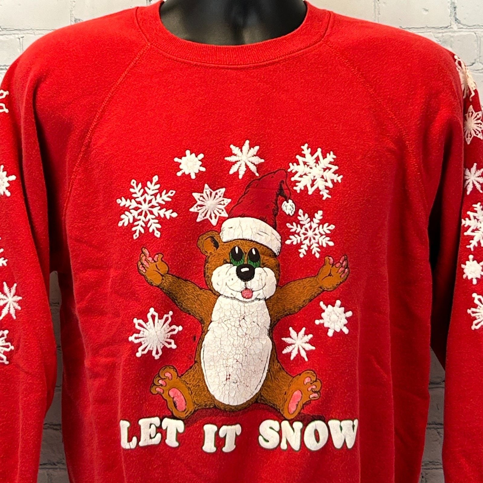 Hanes Vintage 80s Let It Snow Christmas Sweatshirt Sweater Medium Size US M / EU 48-50 / 2 - 1 Thumbnail
