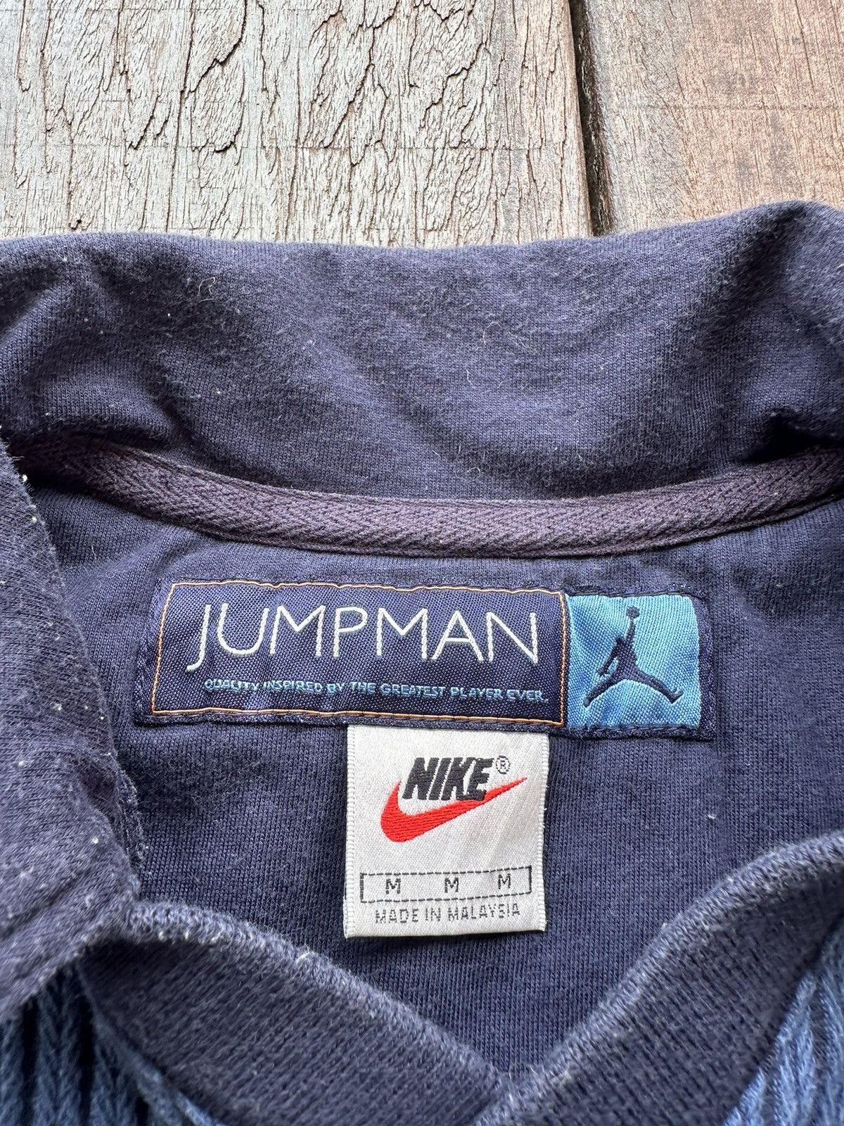 Nike × Vintage Vintage 90s Nike Jumpman Air Jordan Polo Stripes shirt Size US L / EU 52-54 / 3 - 8 Thumbnail