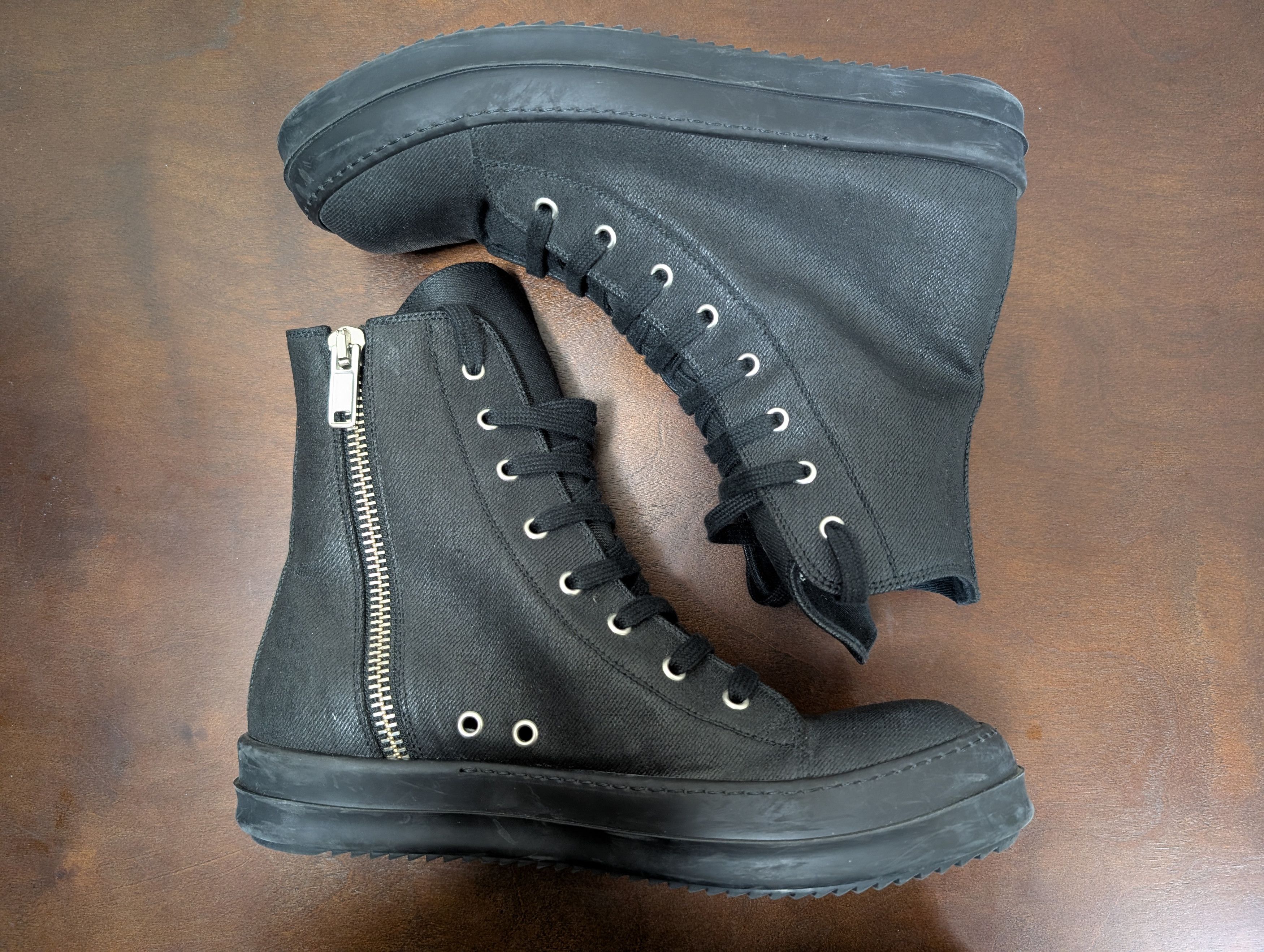 Rick Owens Drkshdw Rick Owens DRKSHDW Black Coated Sneakers Size US 9 / EU 42 - 5 Thumbnail