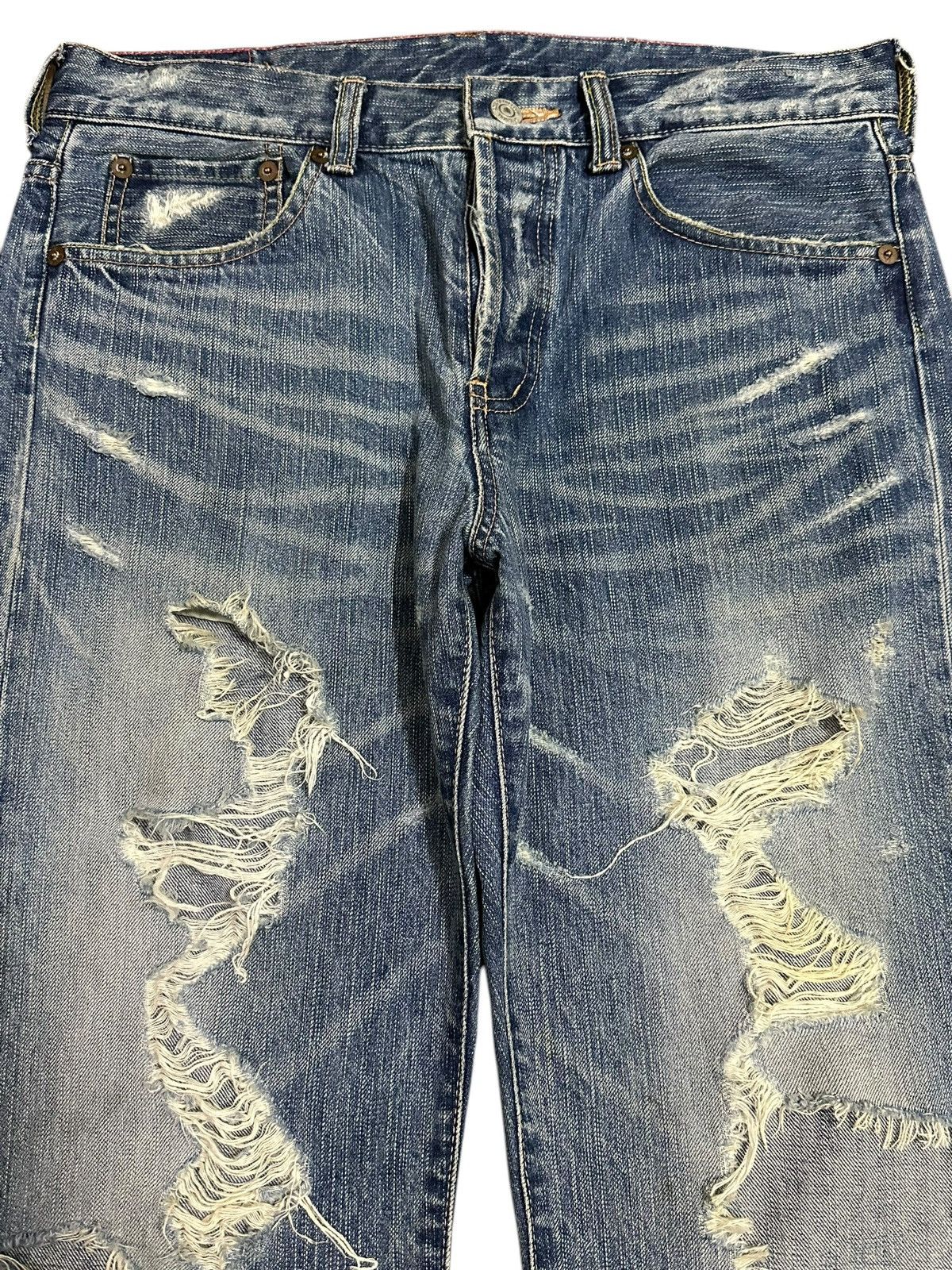 If Six Was Nine Vintage Japanese Brand Distressed Destroyer Faded Wash Jeans Size US 31 - 3 Thumbnail