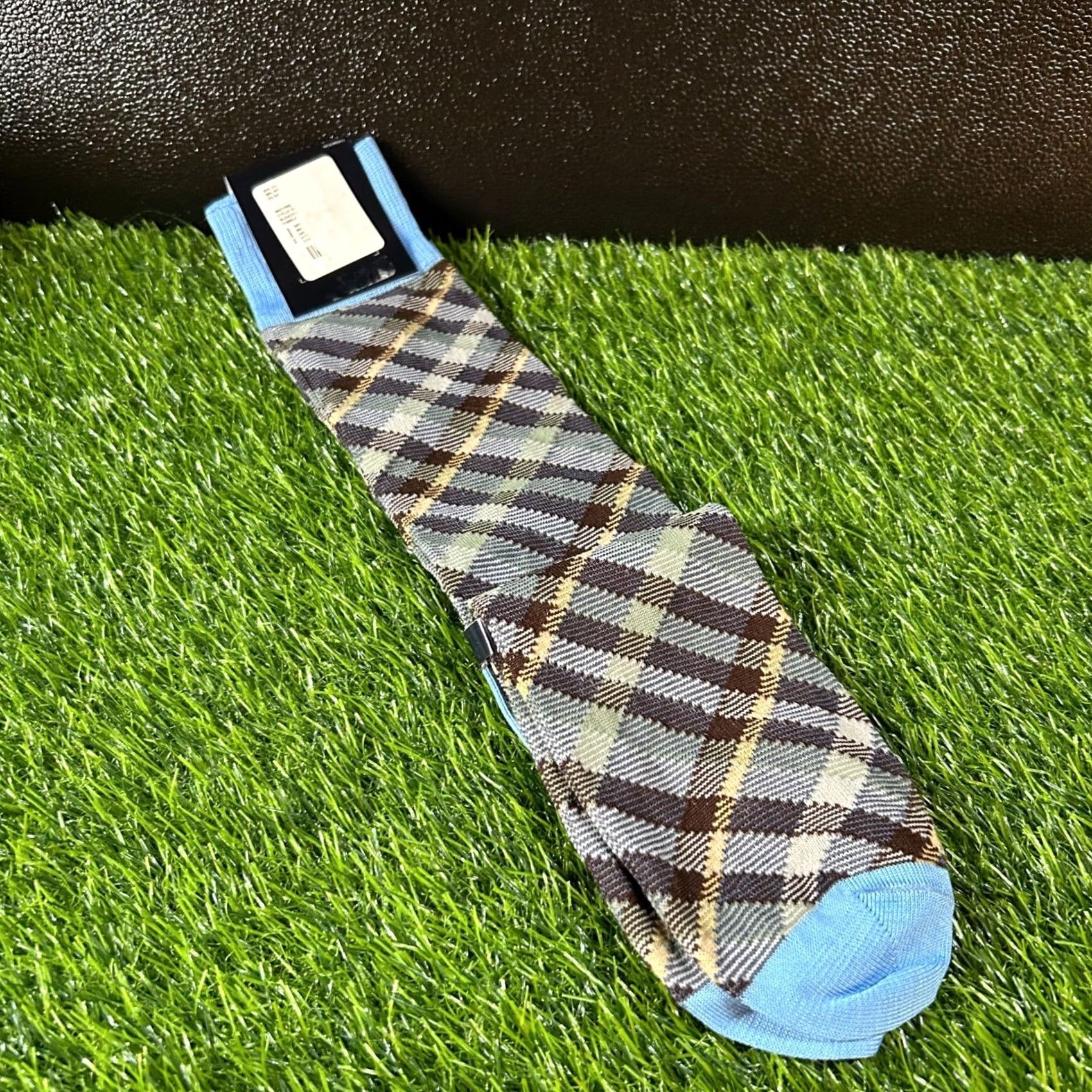 Cremieux Cremieux Dress Socks Men's Italian Cotton Blend Plaid Blue Multicolor NWT 6-12.5 Socks Mid Calf All Seasons Breathable Boys? Size ONE SIZE - 6 Thumbnail
