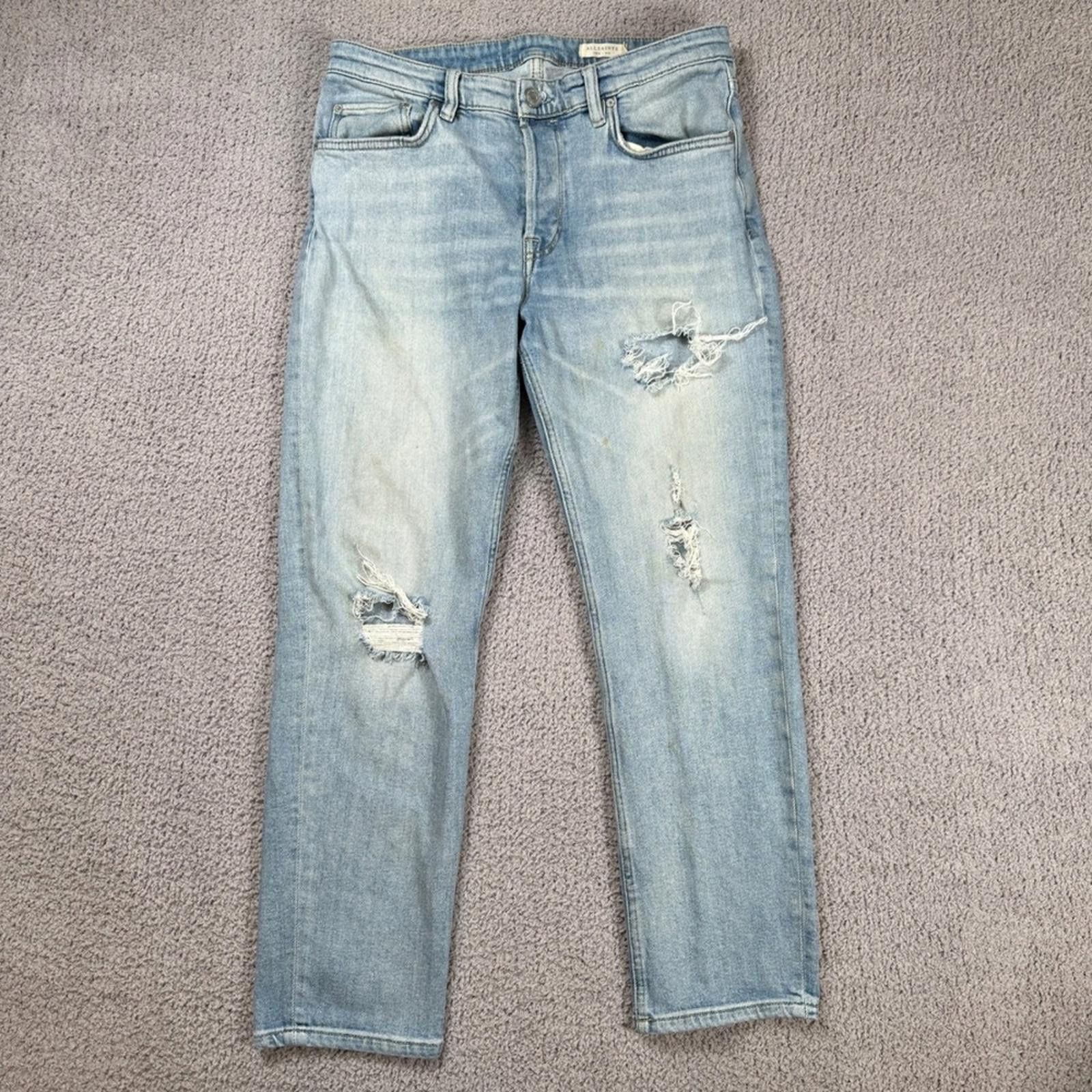 Allsaints ALLSAINTS Jack Mens Jeans 32 Light Wash Distressed Skinny Size US 32 / EU 48 - 1 Thumbnail