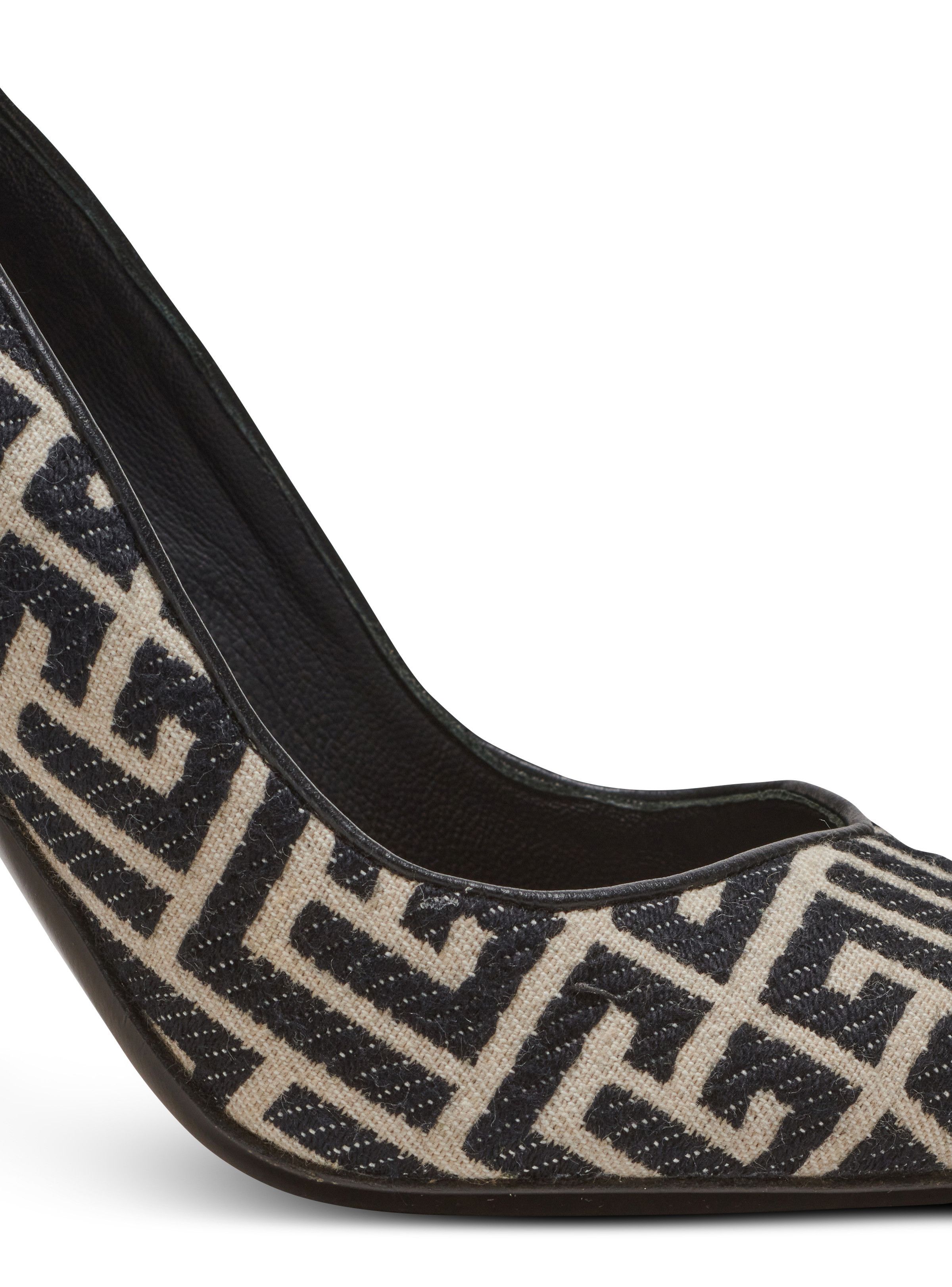 Balmain o1s1wg110925 Ruby Stilettos With Jacquard Monogram in Black Size US 9 / IT 39 - 5 Thumbnail