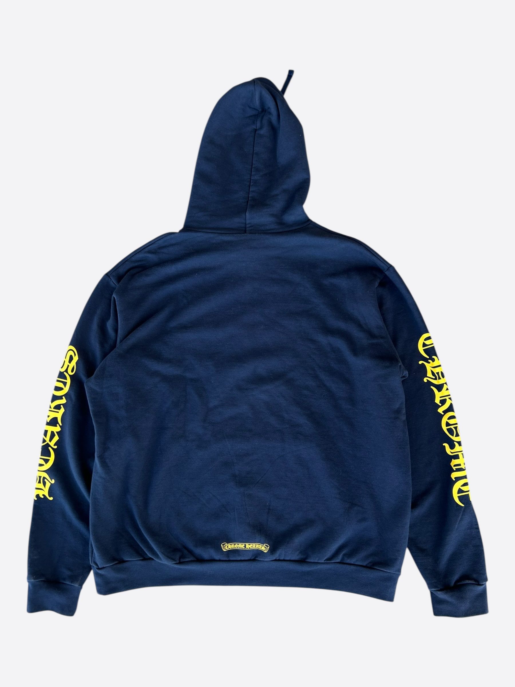 Chrome Hearts Chrome Hearts Navy & Yellow Script Logo Hoodie Size US XL / EU 56 / 4 - 2 Thumbnail