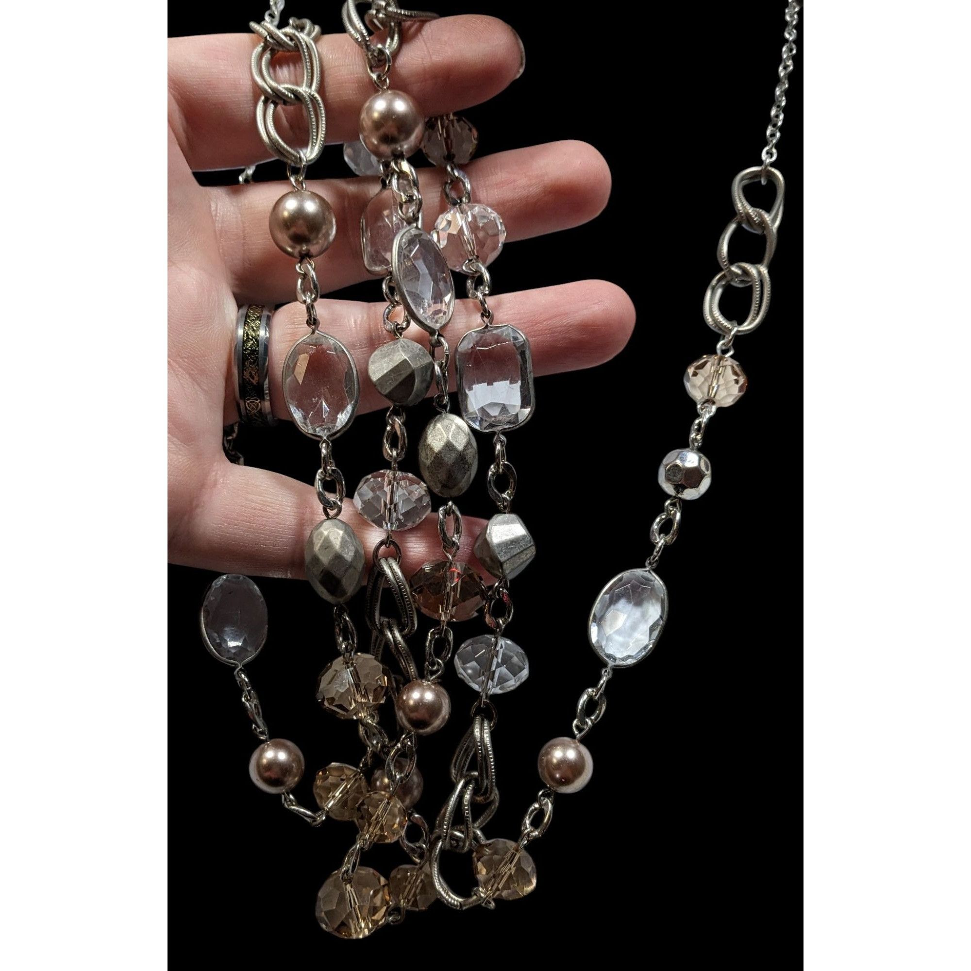 Loft Loft Crystal And Faux Pearl Opera Necklace Size ONE SIZE - 5 Thumbnail