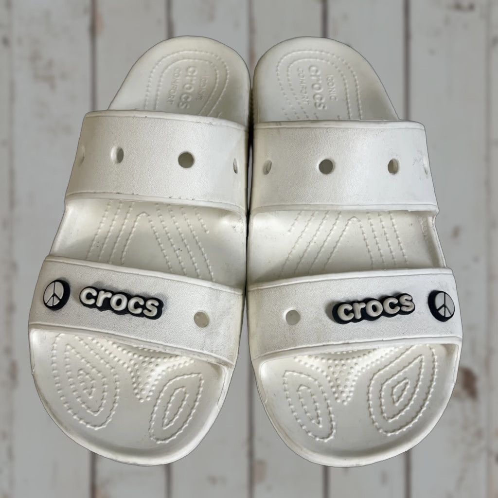Crocs Crocs Classic Two-Strap Slide Sandals White Unisex Adults Mens Womens-11 11 Crocs Classic Two-Strap Solid Croslite Size US 11 / IT 41 - 1 Thumbnail