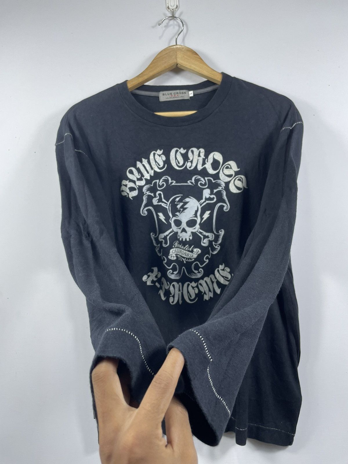 トップス 00s japanese label long sleeve skull Blue Cross SKULL & HEAD JAPANESE BRAND LONG SLEEVE